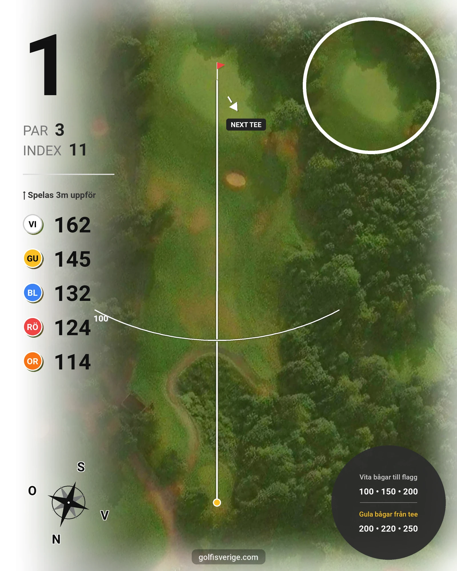 Banguide A6GK 18-hålsslingkombination på A6 Golfklubb - Hål 1 karta