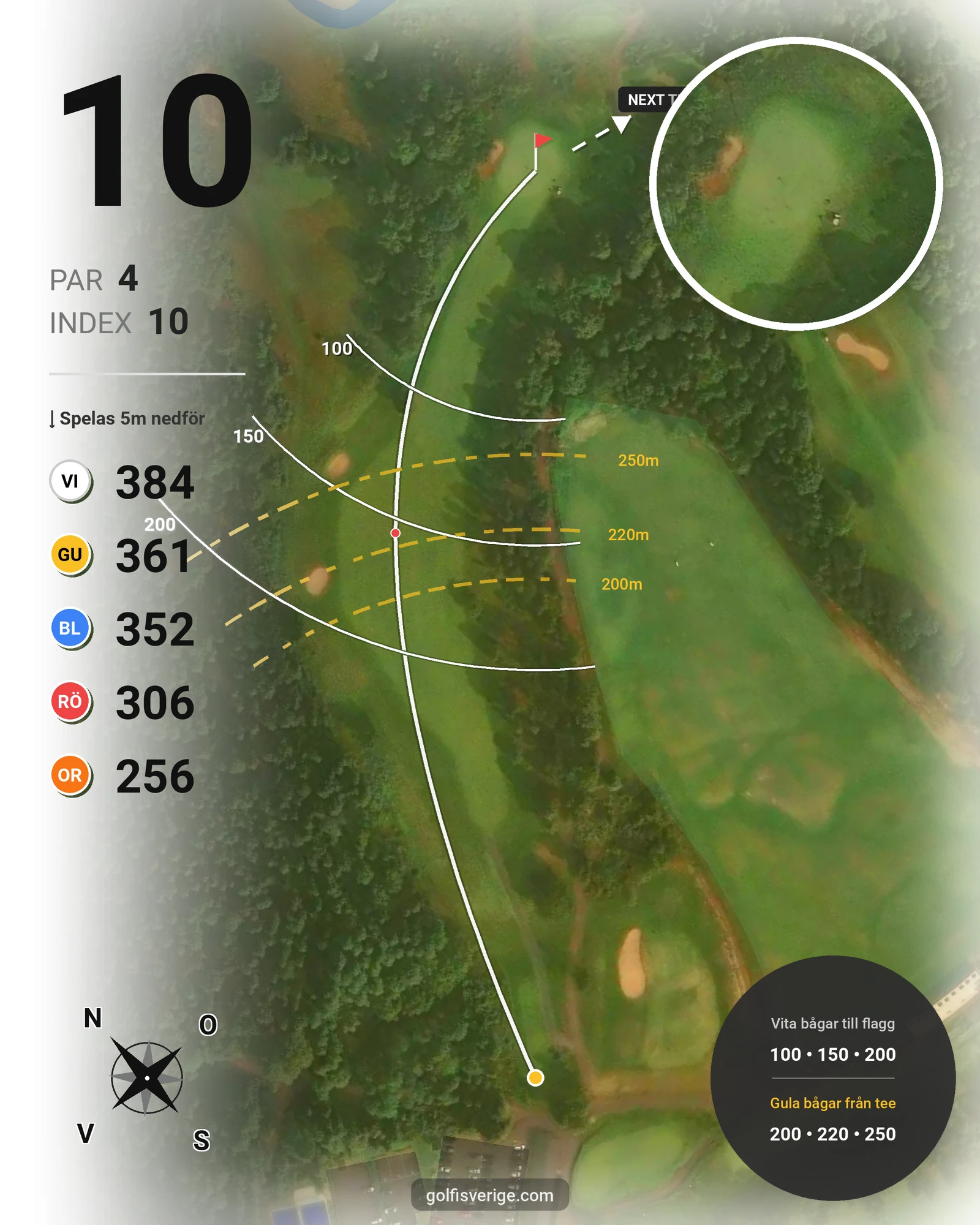 Banguide A6GK 18-hålsslingkombination på A6 Golfklubb - Hål 10 karta