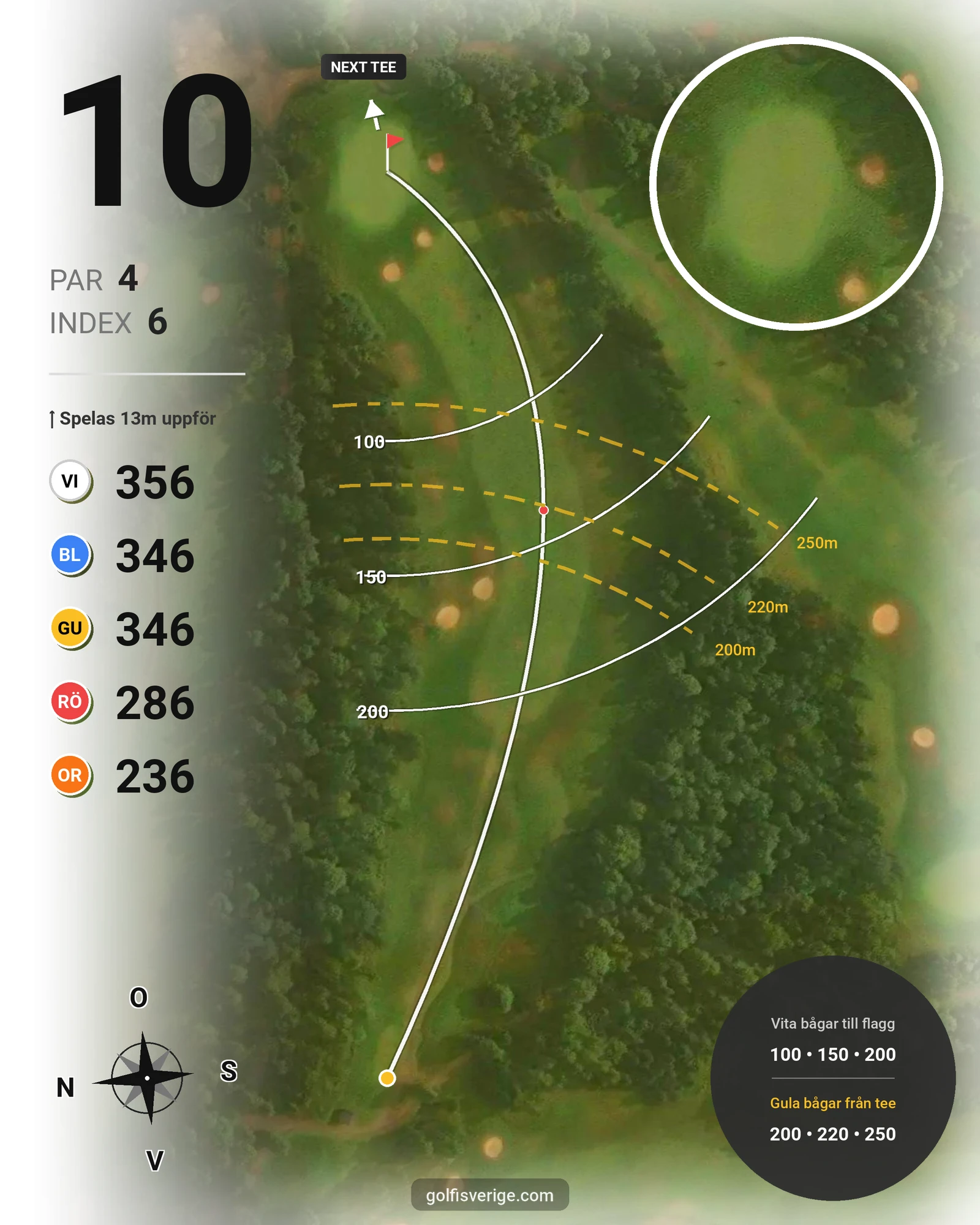 Banguide A6GK 9-hålsbana på A6 Golfklubb - Hål 10 karta