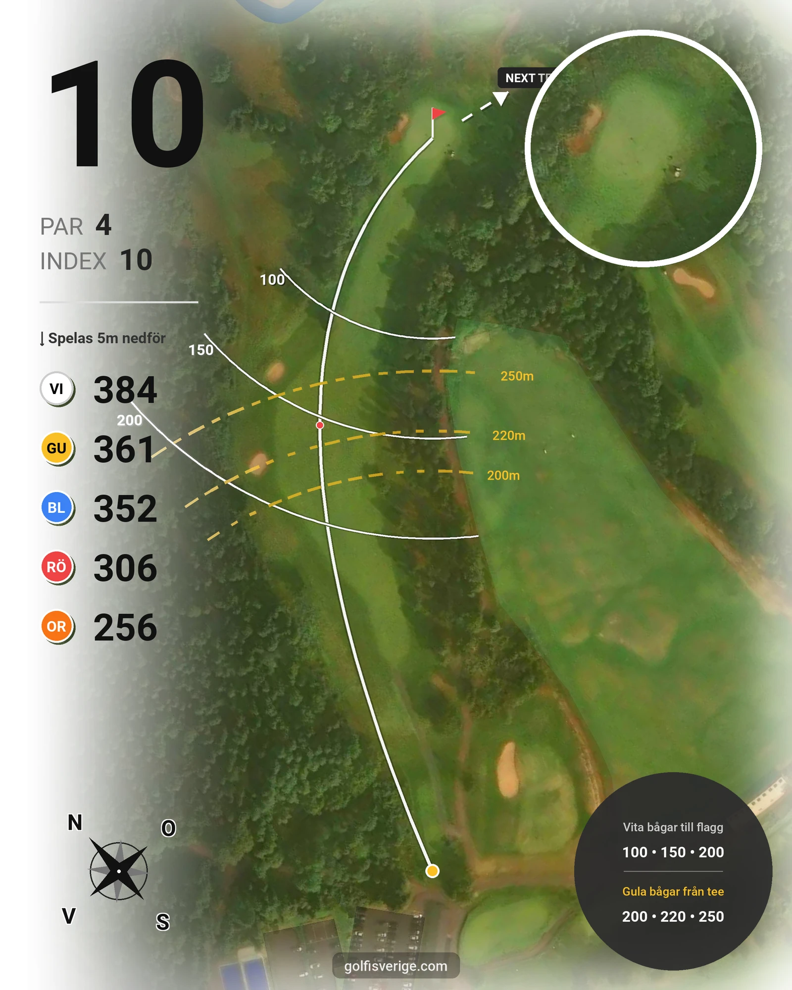 Banguide A6GK 18-hålsslingkombination på A6 Golfklubb - Hål 10 karta