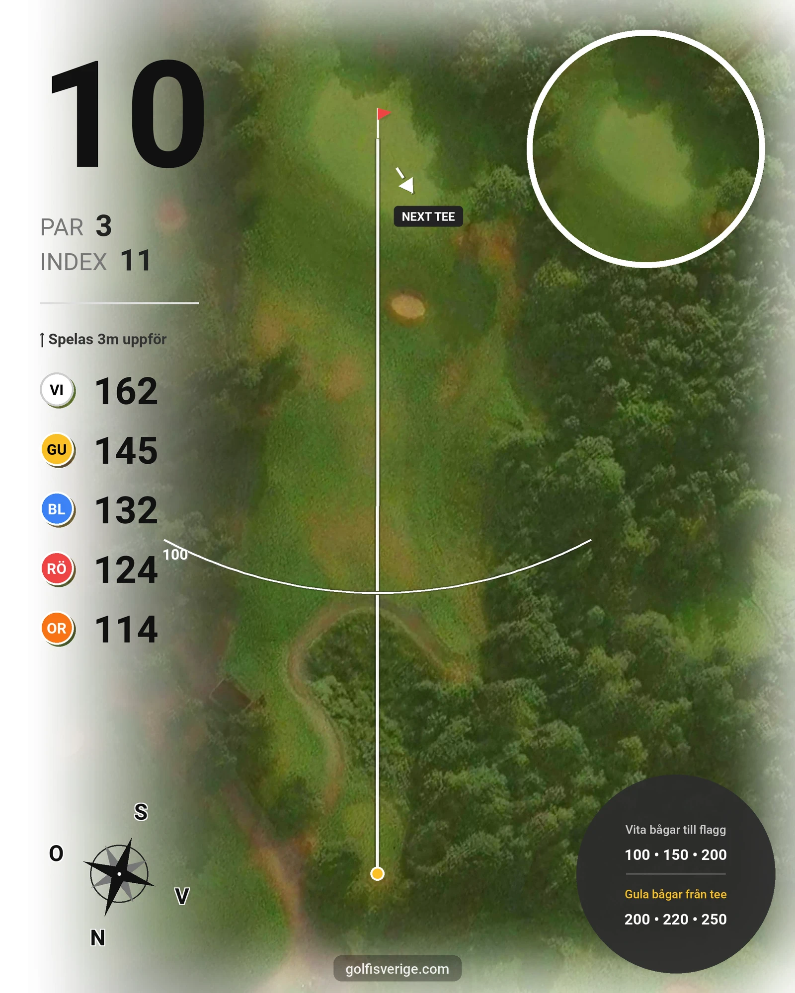 Banguide A6GK 18-hålsslingkombination på A6 Golfklubb - Hål 10 karta