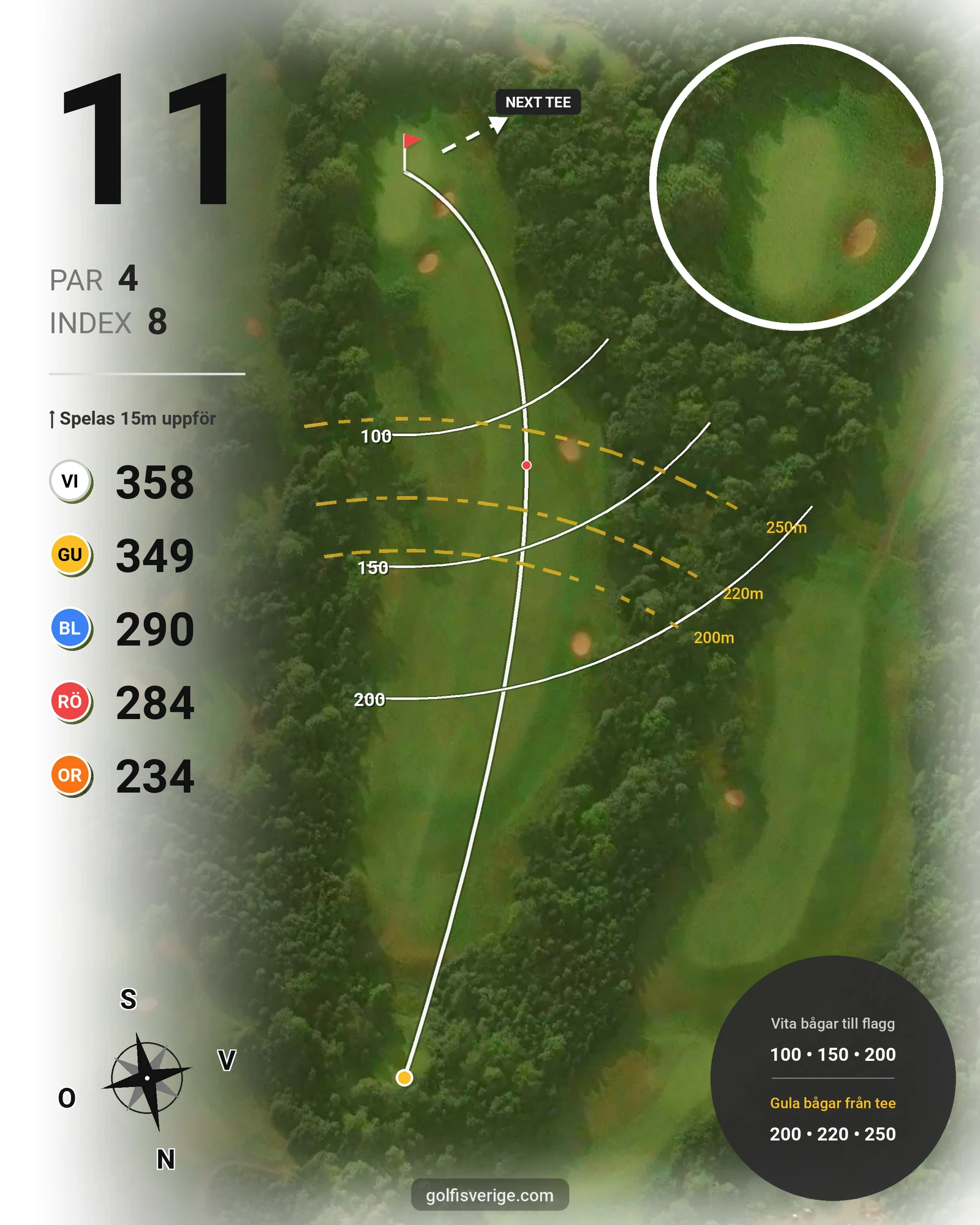 Banguide A6GK 9-hålsbana på A6 Golfklubb - Hål 11 karta