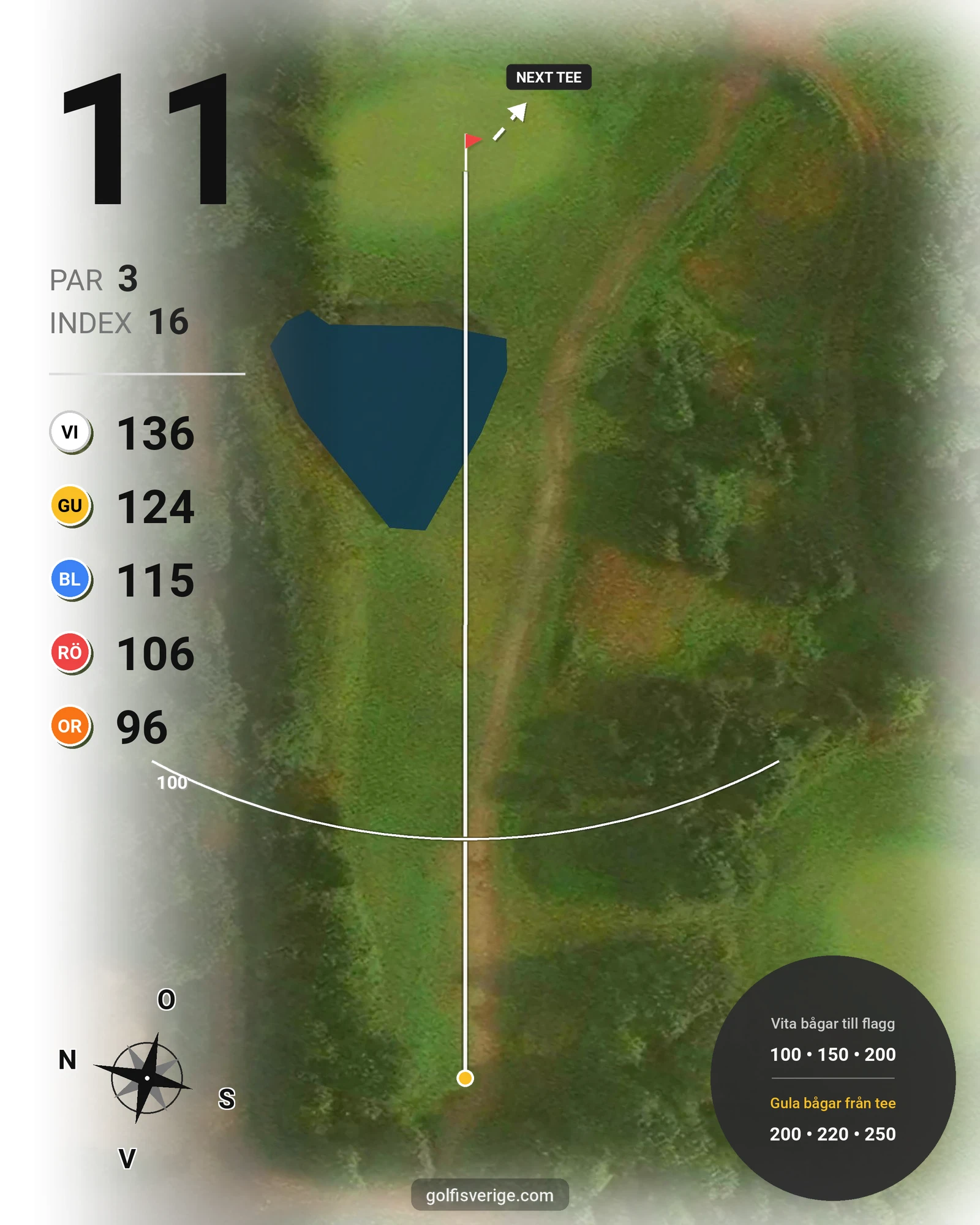 Banguide A6GK 9-hålsbana på A6 Golfklubb - Hål 11 karta