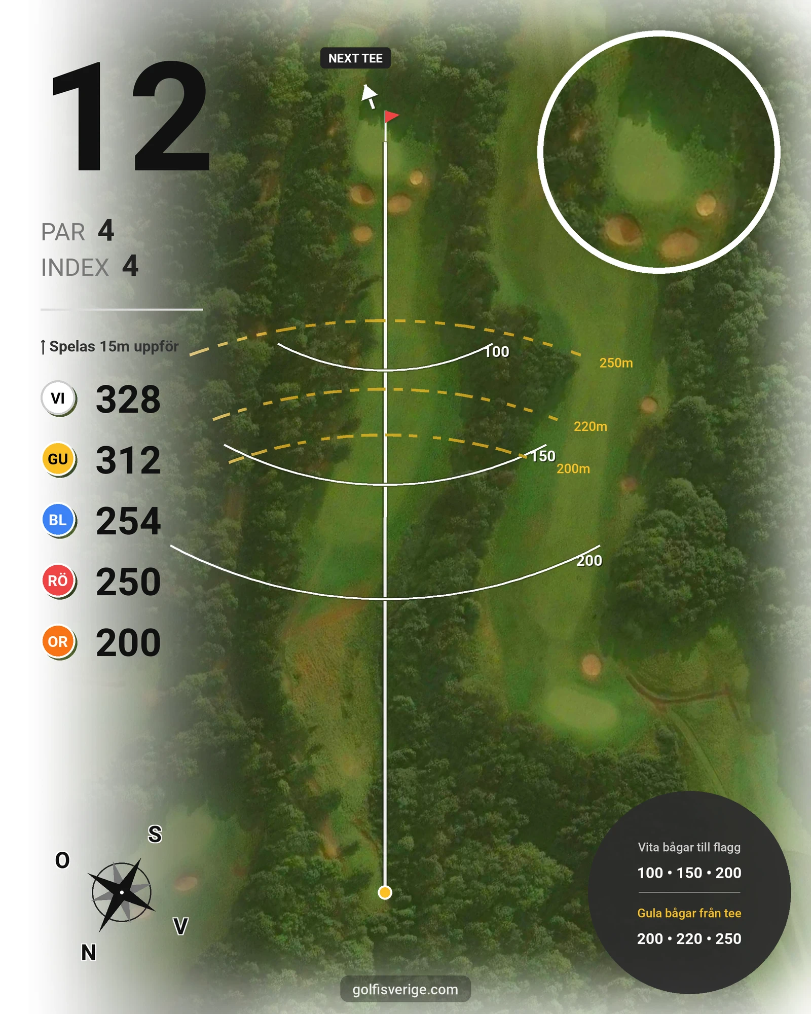 Banguide A6GK 9-hålsbana på A6 Golfklubb - Hål 12 karta