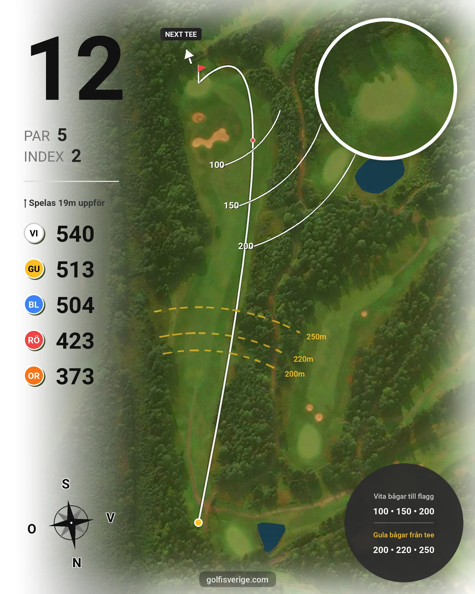 Banguide A6GK 9-hålsbana på A6 Golfklubb - Hål 12 karta