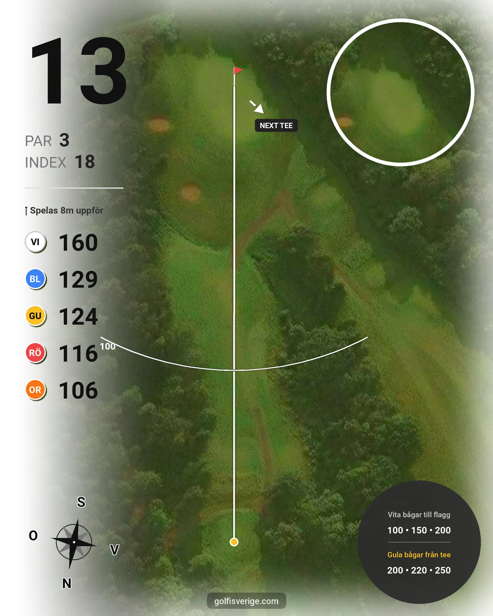 Banguide A6GK 9-hålsbana på A6 Golfklubb - Hål 13 karta