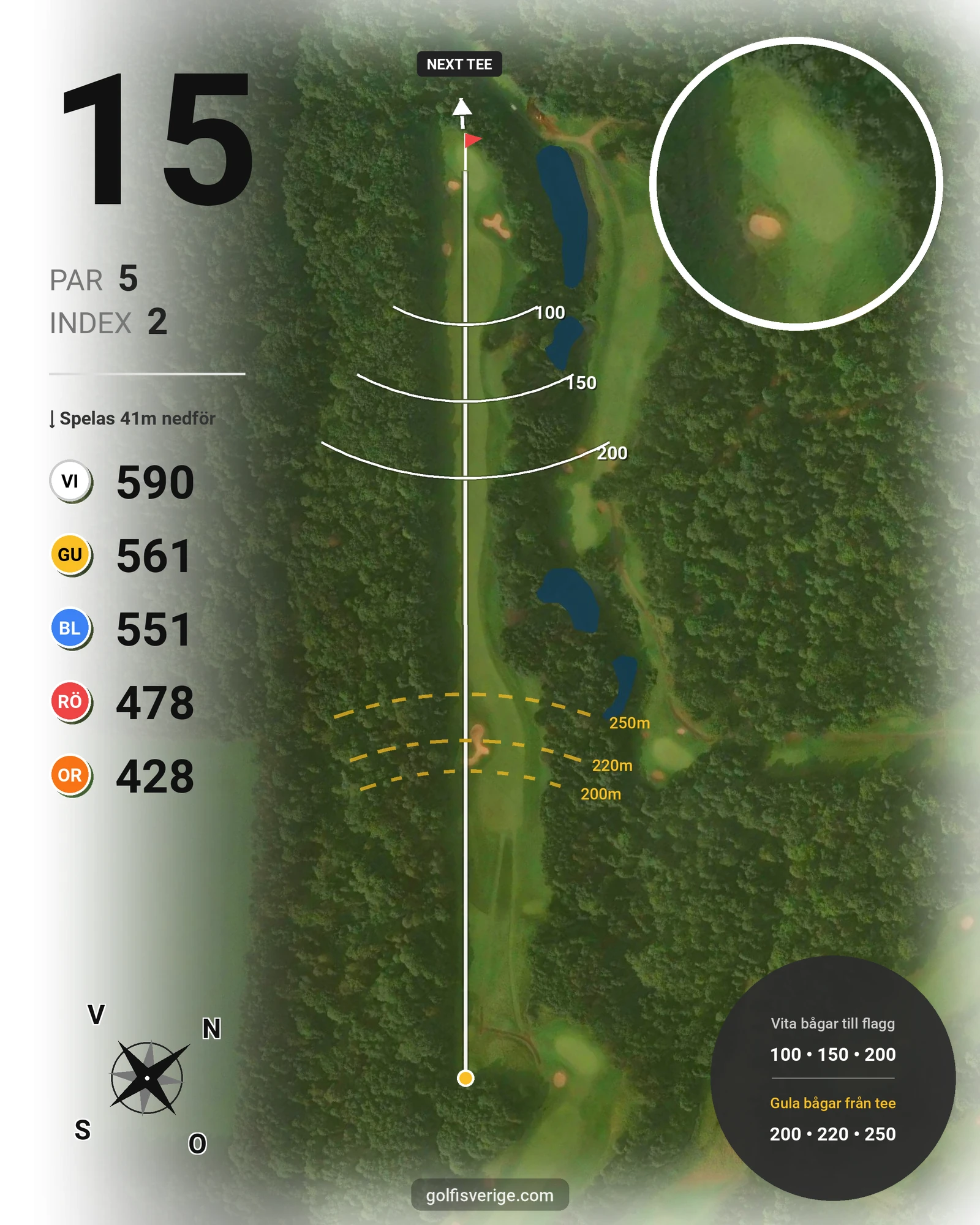 Banguide A6GK 9-hålsbana på A6 Golfklubb - Hål 15 karta