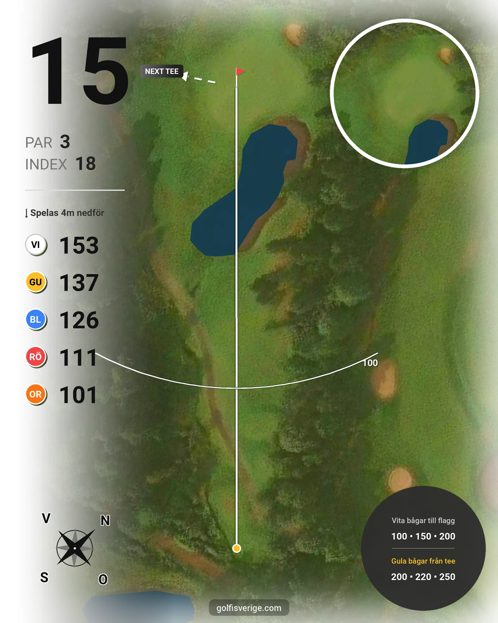 Banguide A6GK 9-hålsbana på A6 Golfklubb - Hål 15 karta