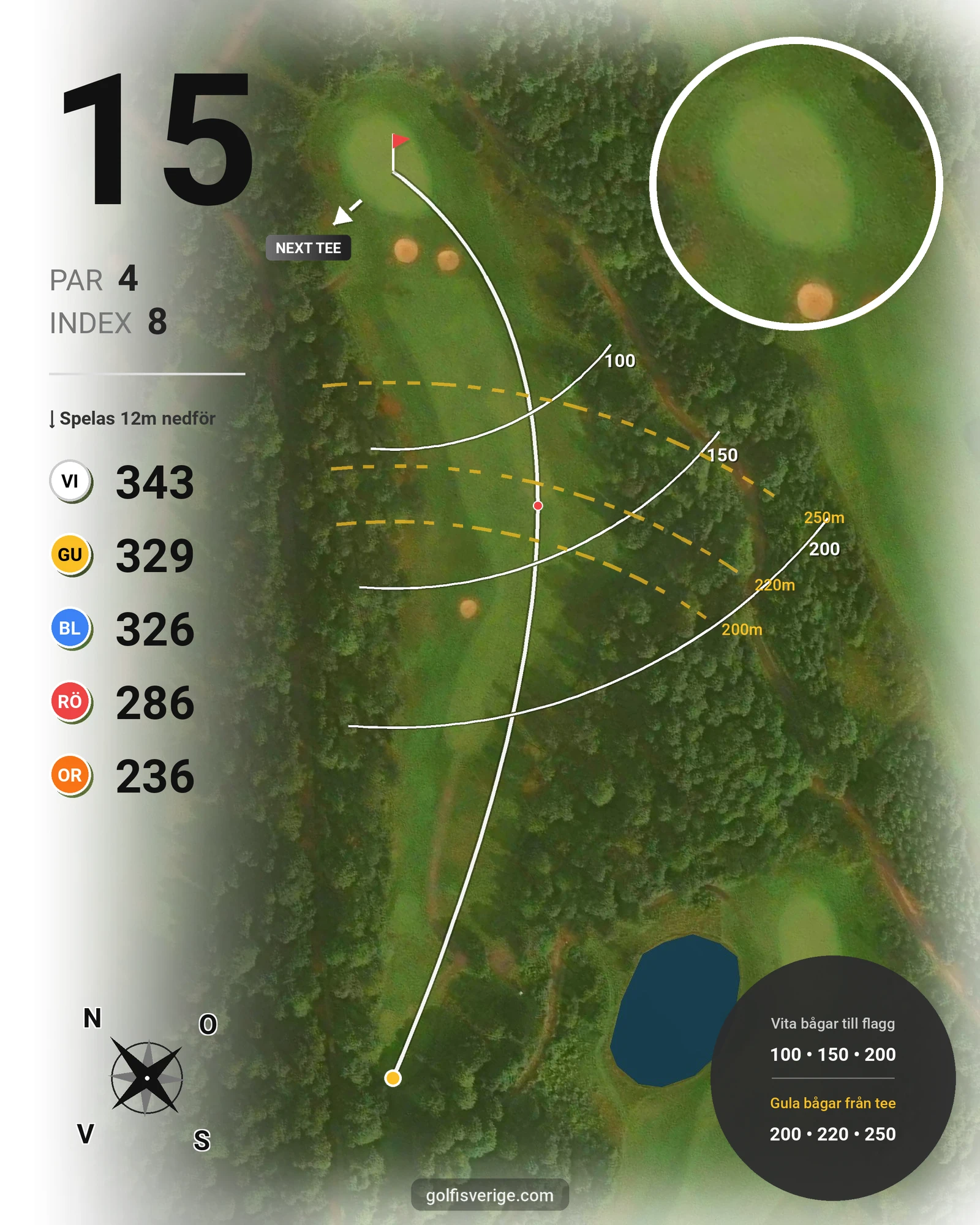 Banguide A6GK 9-hålsbana på A6 Golfklubb - Hål 15 karta