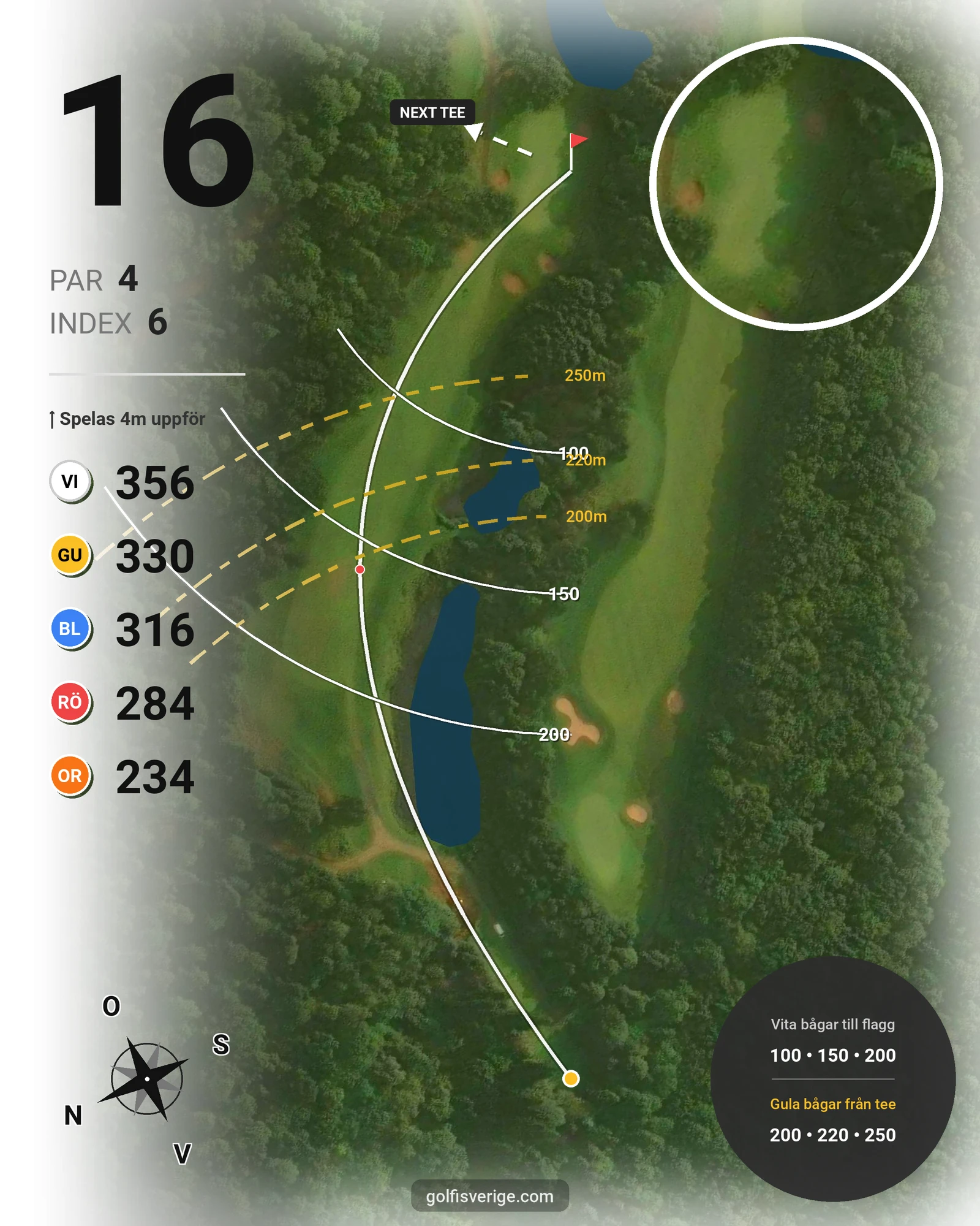 Banguide A6GK 9-hålsbana på A6 Golfklubb - Hål 16 karta