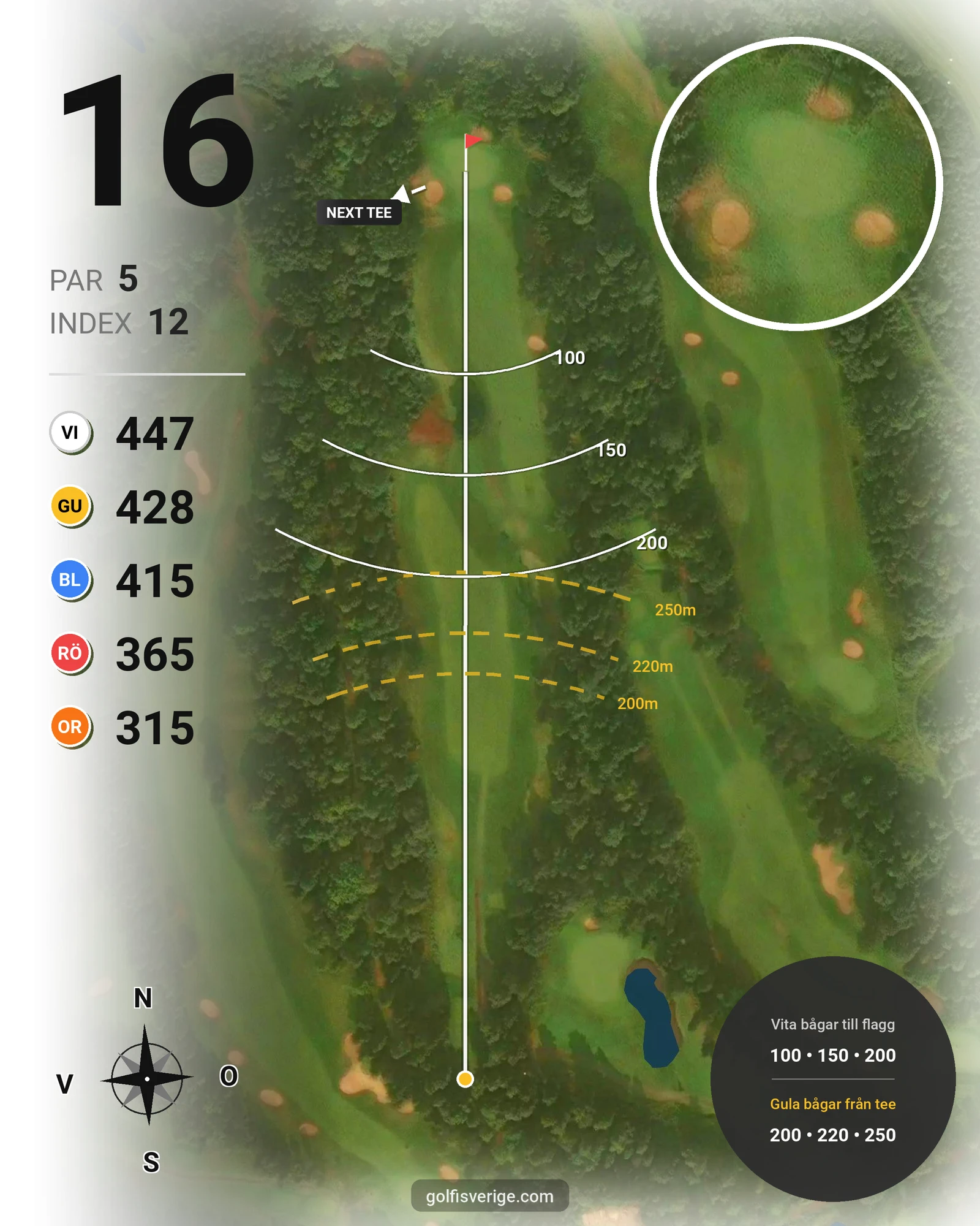 Banguide A6GK 9-hålsbana på A6 Golfklubb - Hål 16 karta