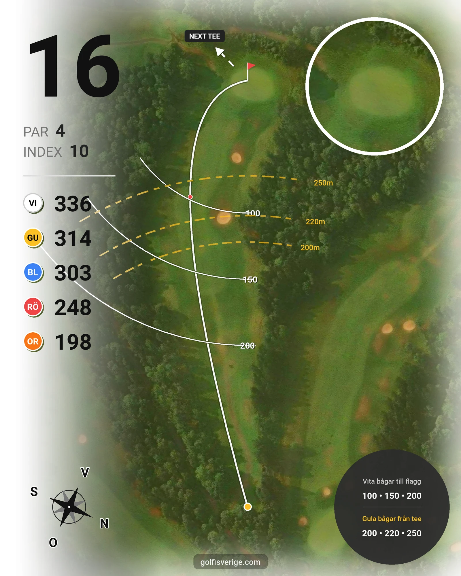 Banguide A6GK 9-hålsbana på A6 Golfklubb - Hål 16 karta