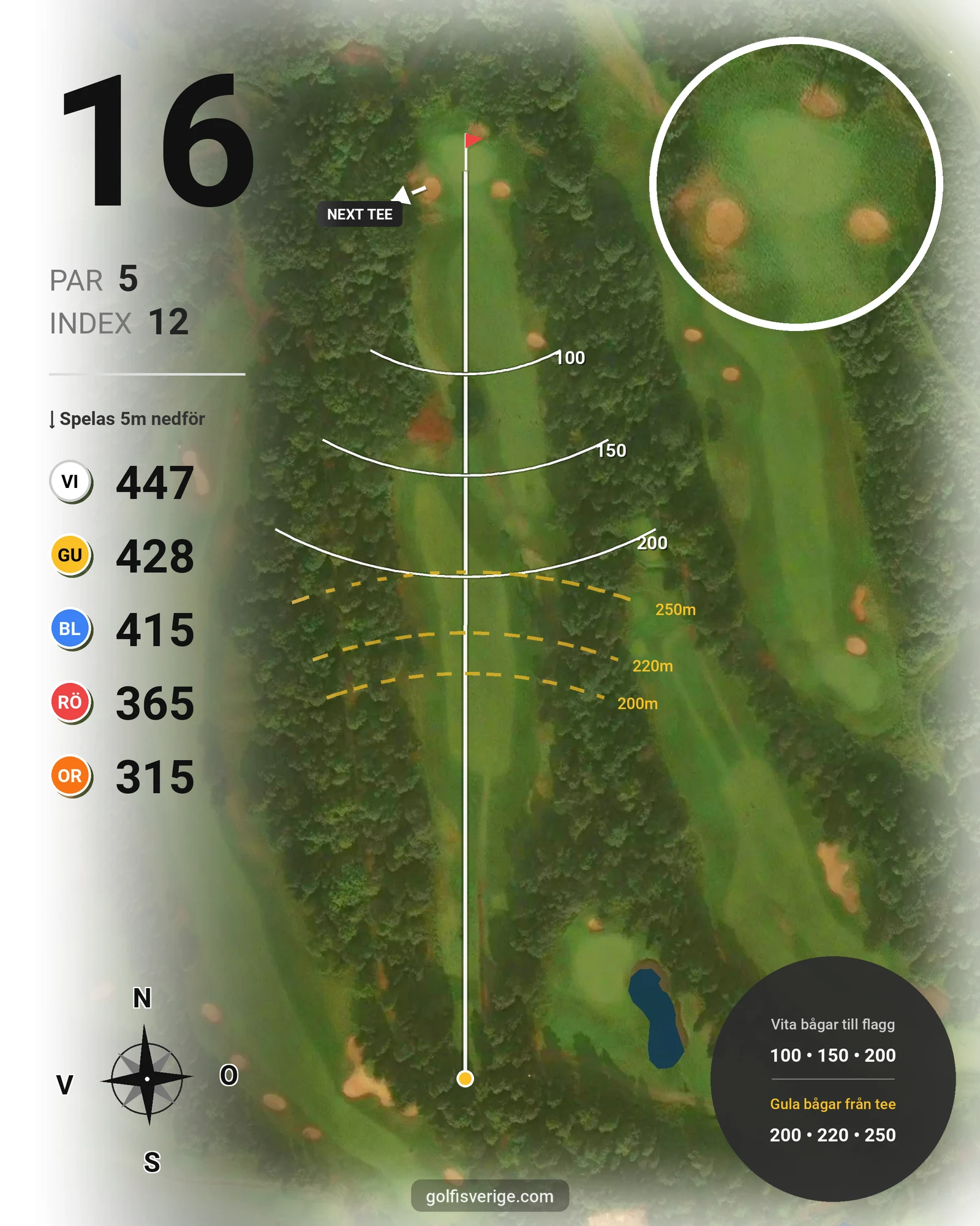 Banguide A6GK 18-hålsslingkombination på A6 Golfklubb - Hål 16 karta