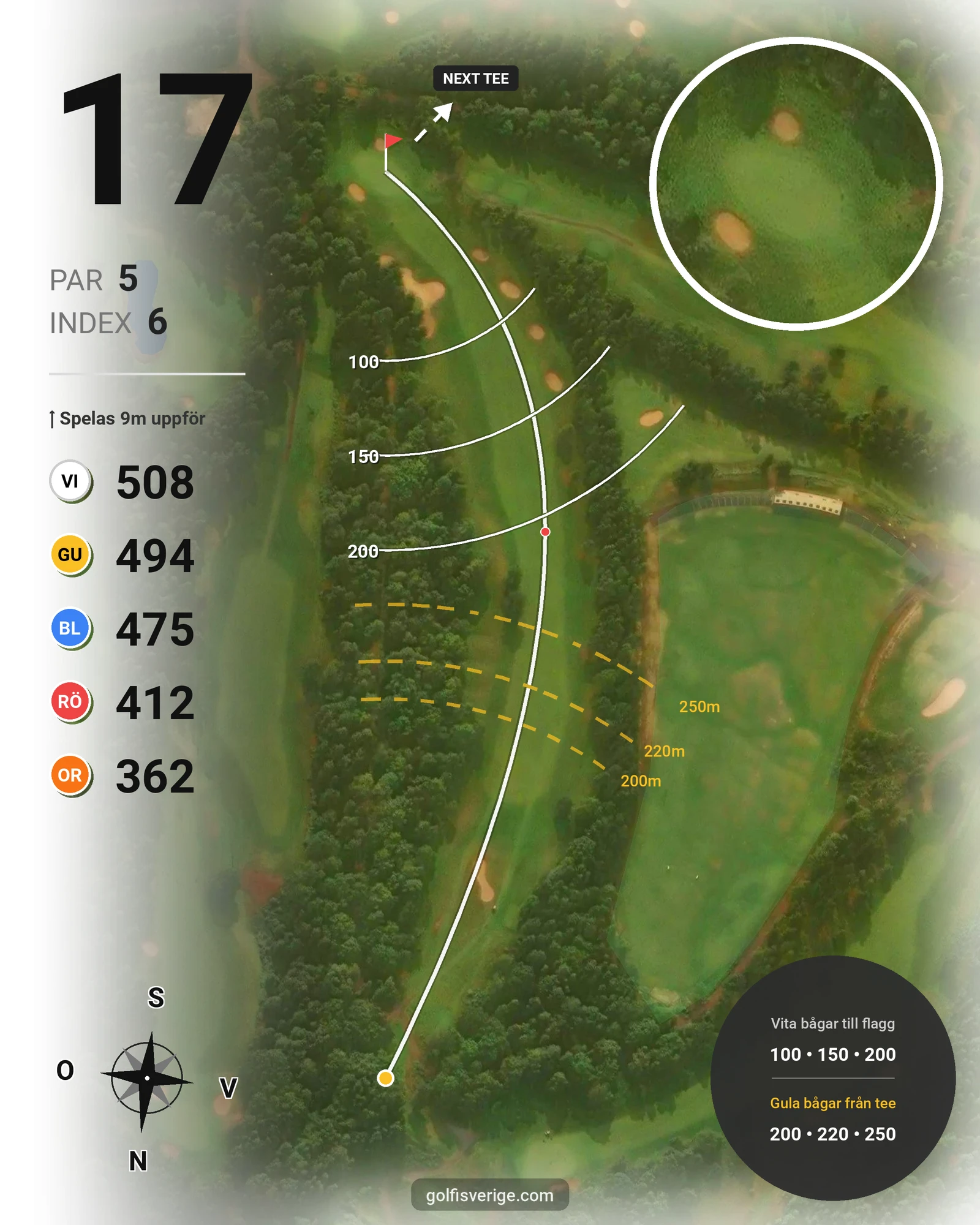 Banguide A6GK 9-hålsbana på A6 Golfklubb - Hål 17 karta