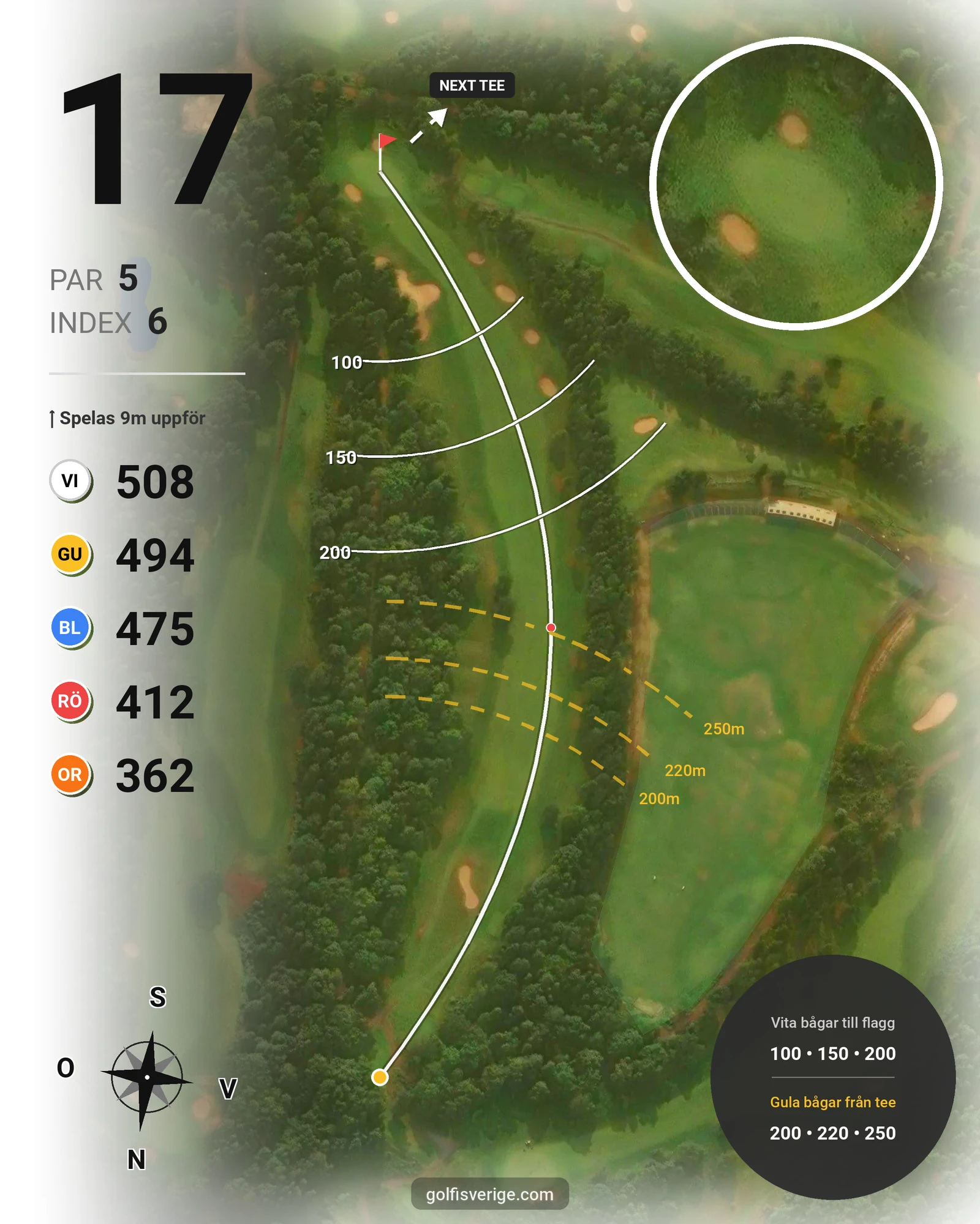 Banguide A6GK 18-hålsslingkombination på A6 Golfklubb - Hål 17 karta