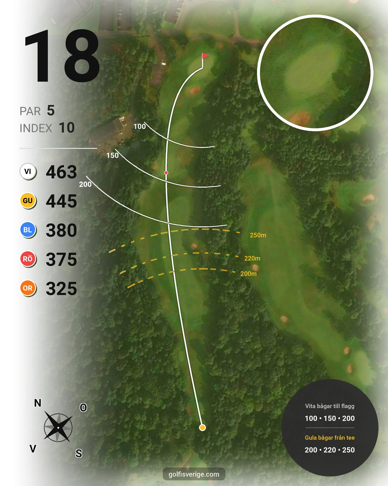 Banguide A6GK 9-hålsbana på A6 Golfklubb - Hål 18 karta
