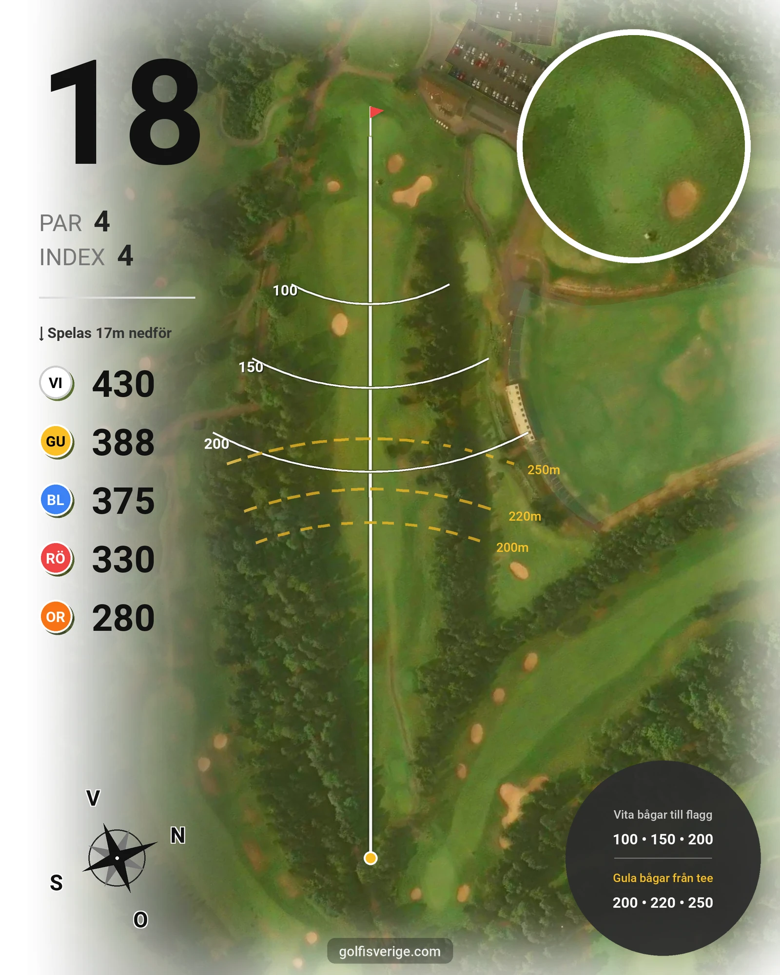 Banguide A6GK 18-hålsslingkombination på A6 Golfklubb - Hål 18 karta