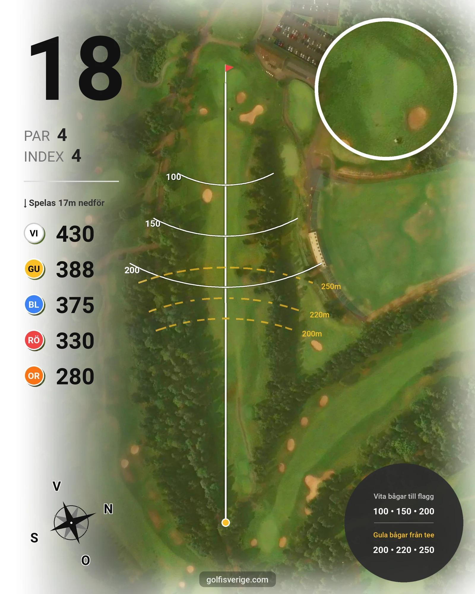 Banguide A6GK 9-hålsbana på A6 Golfklubb - Hål 18 karta