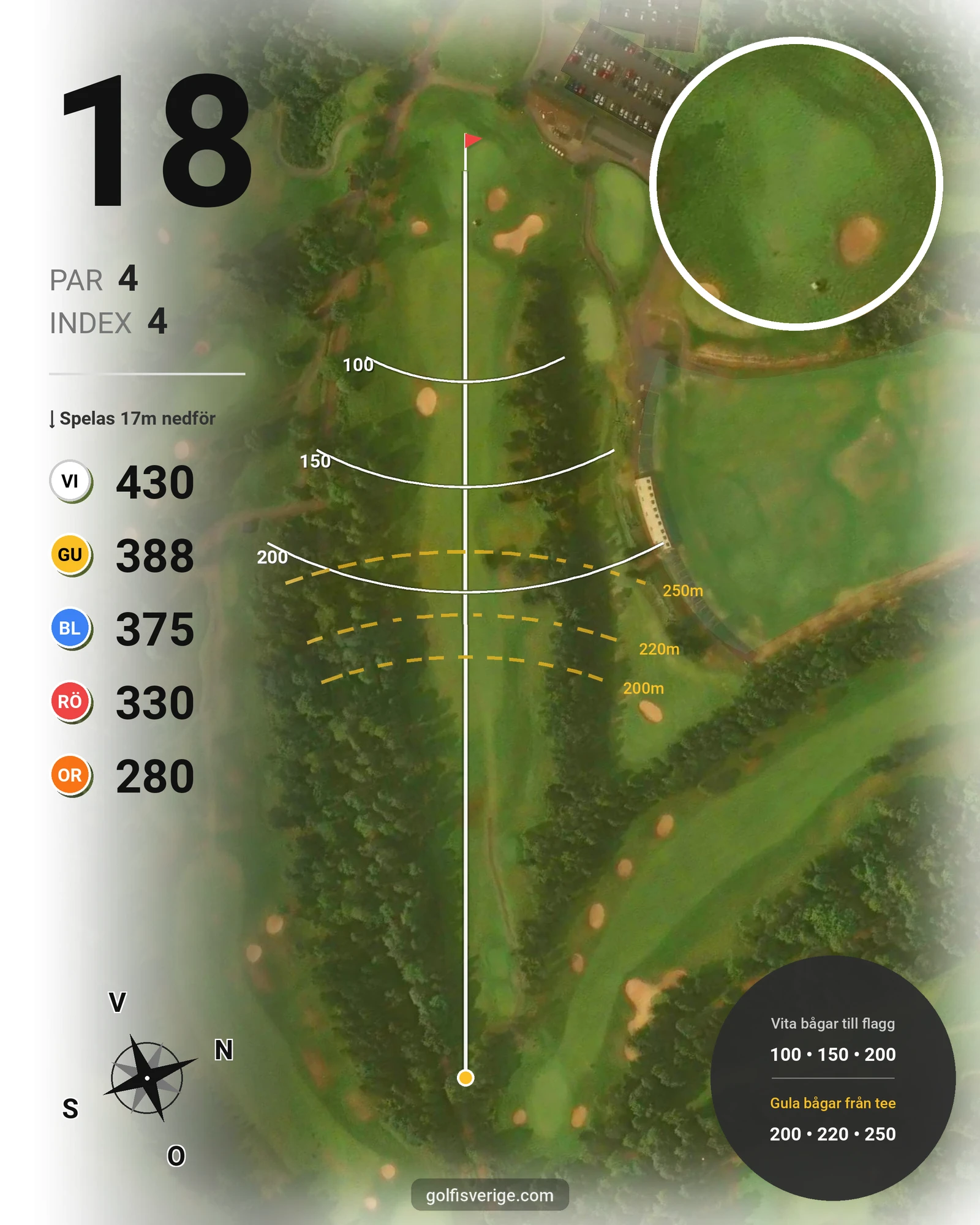 Banguide A6GK 18-hålsslingkombination på A6 Golfklubb - Hål 18 karta