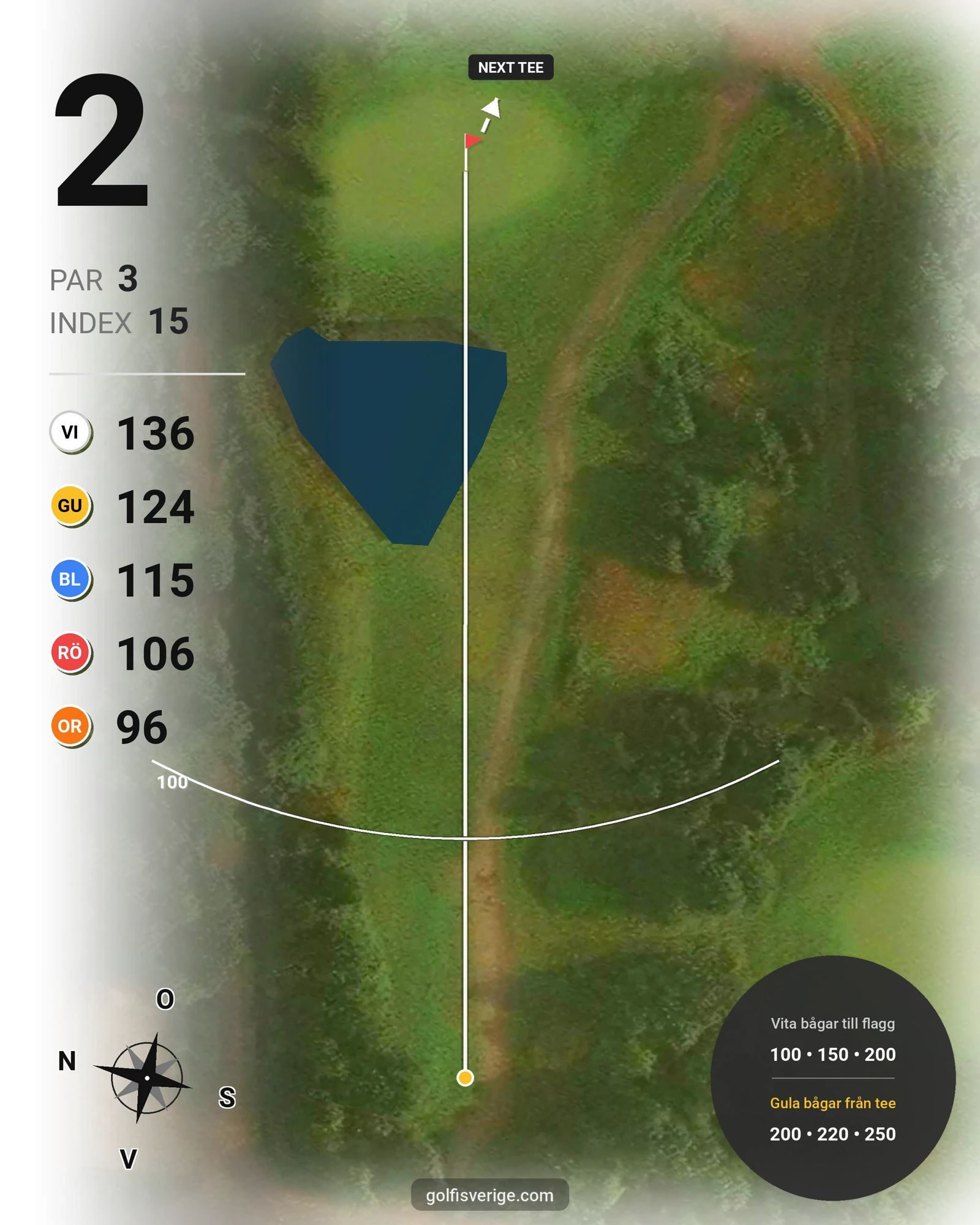 Banguide A6GK 18-hålsslingkombination på A6 Golfklubb - Hål 2 karta