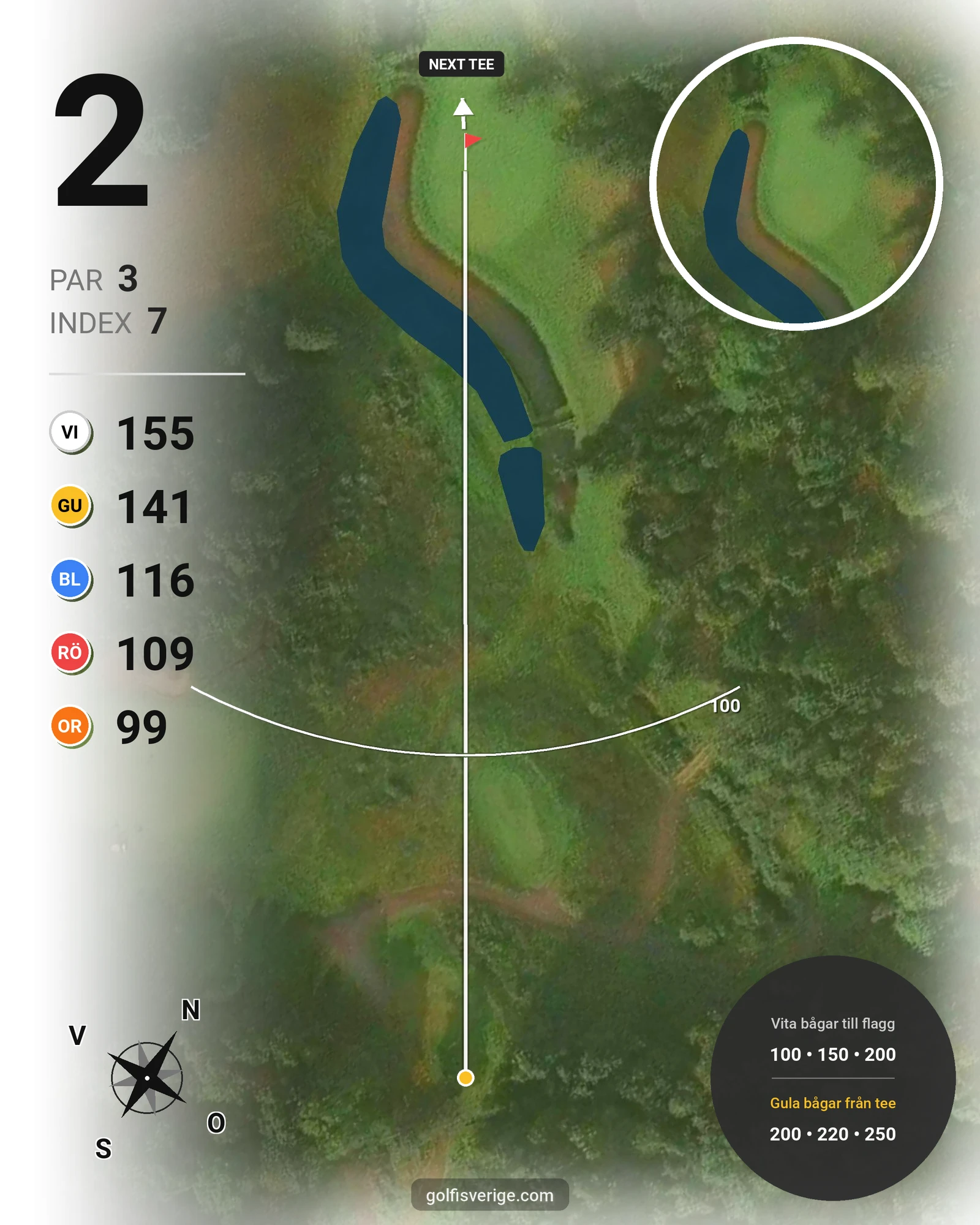 Banguide A6GK 9-hålsbana på A6 Golfklubb - Hål 2 karta