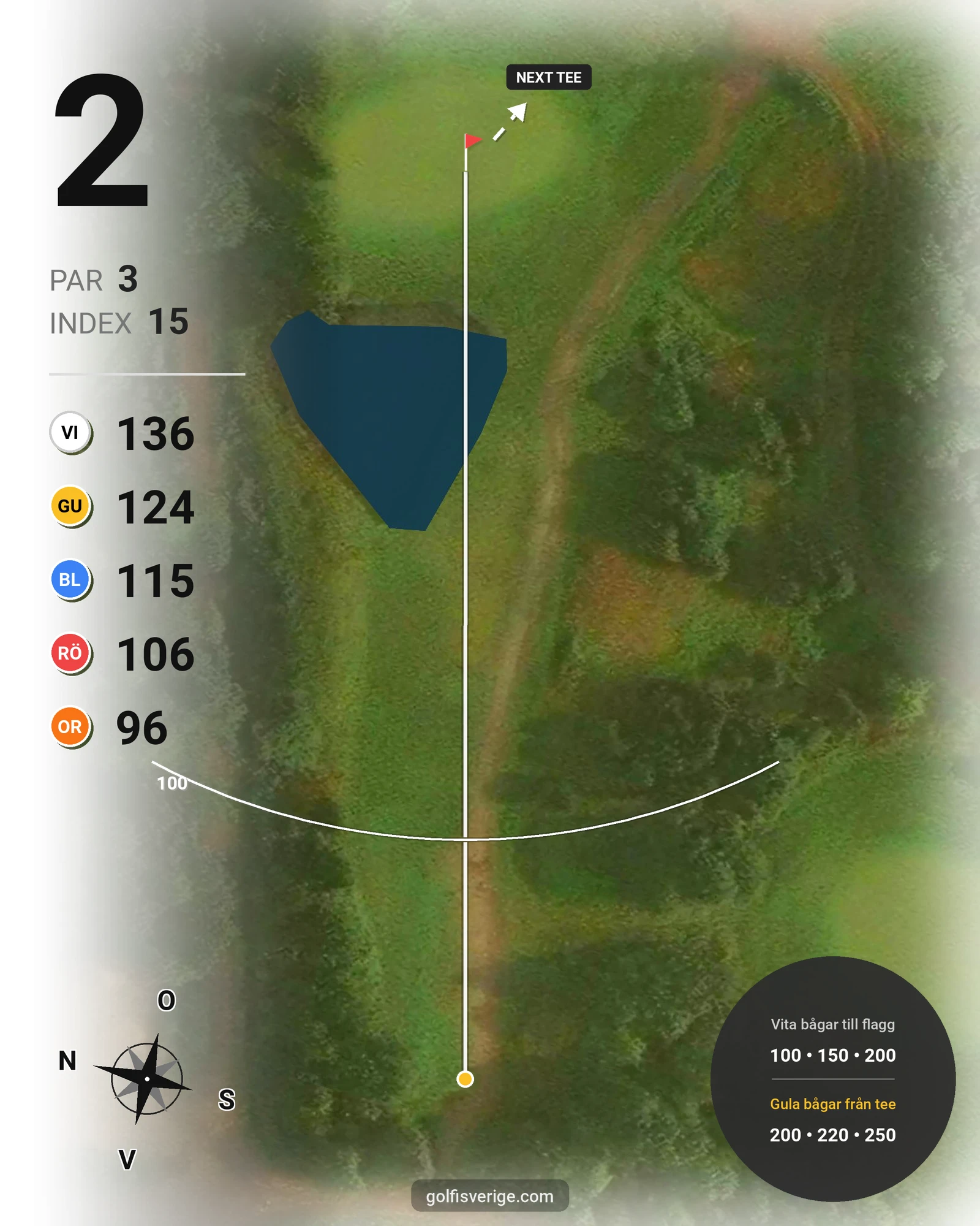 Banguide A6GK 9-hålsbana på A6 Golfklubb - Hål 2 karta