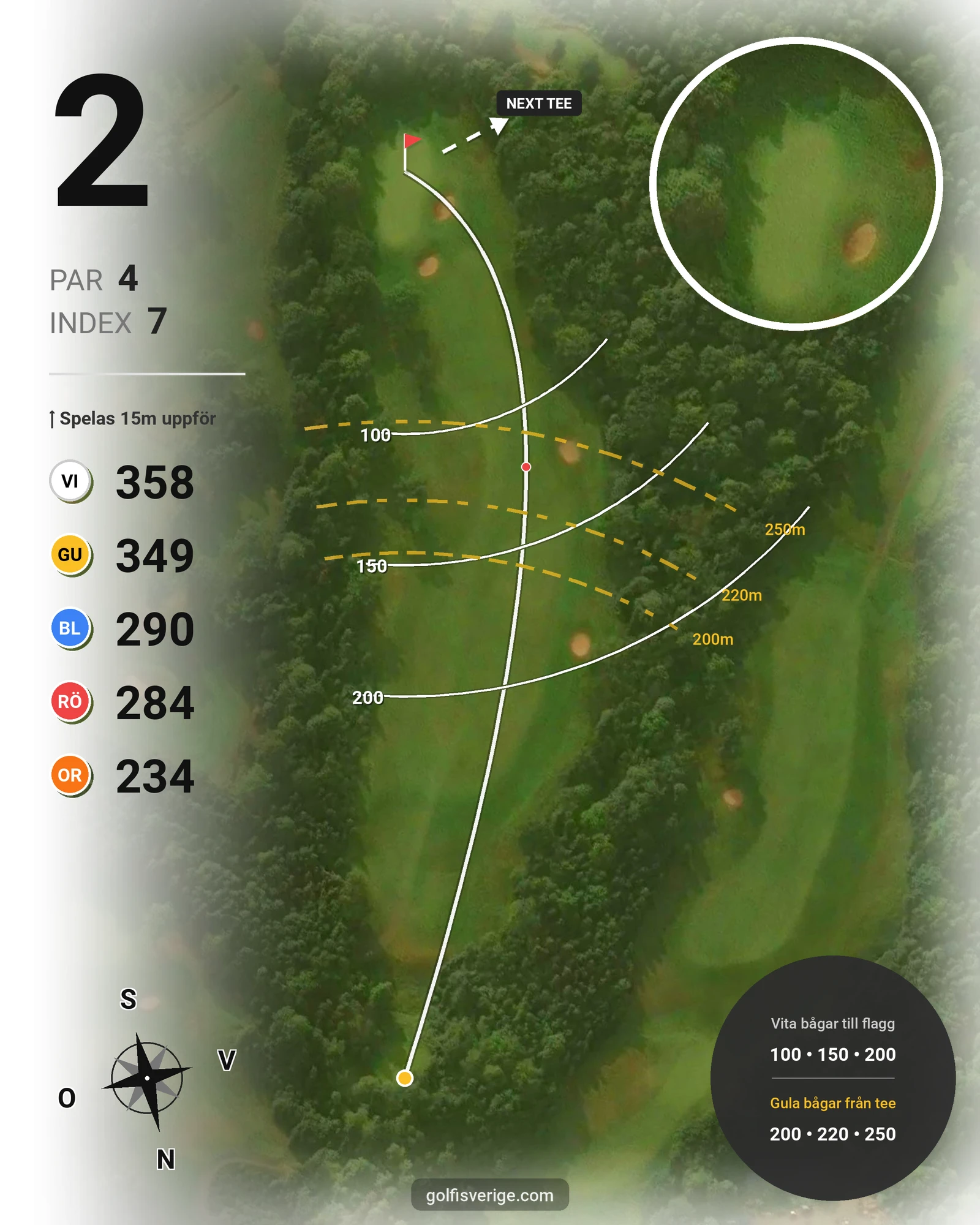 Banguide A6GK 18-hålsslingkombination på A6 Golfklubb - Hål 2 karta