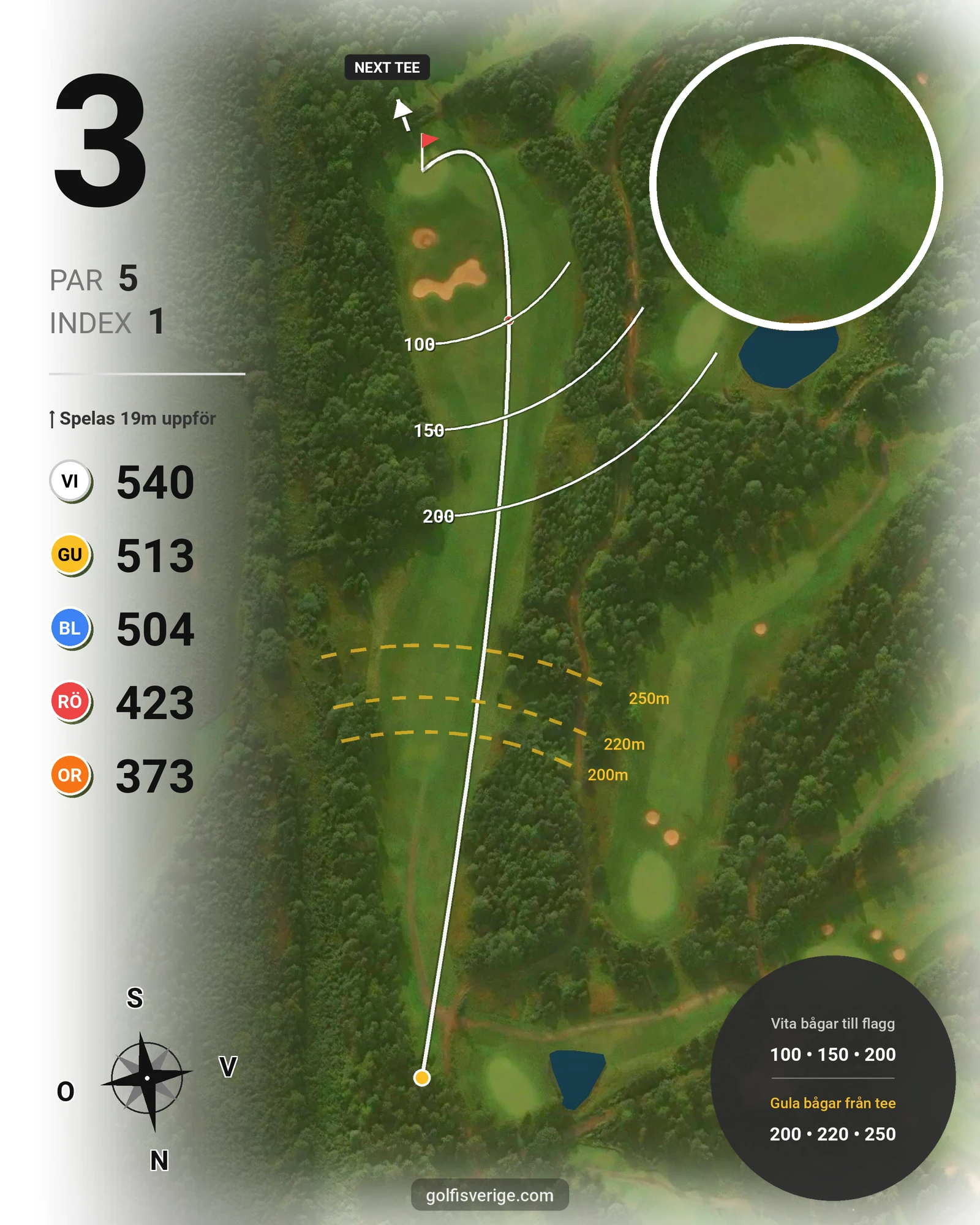 Banguide A6GK 18-hålsslingkombination på A6 Golfklubb - Hål 3 karta