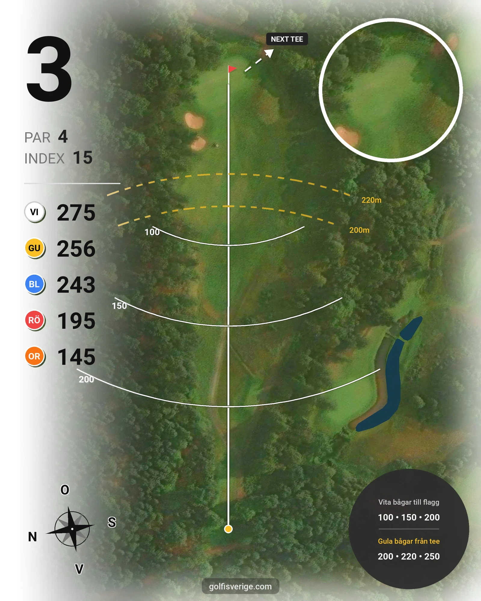 Banguide A6GK 9-hålsbana på A6 Golfklubb - Hål 3 karta