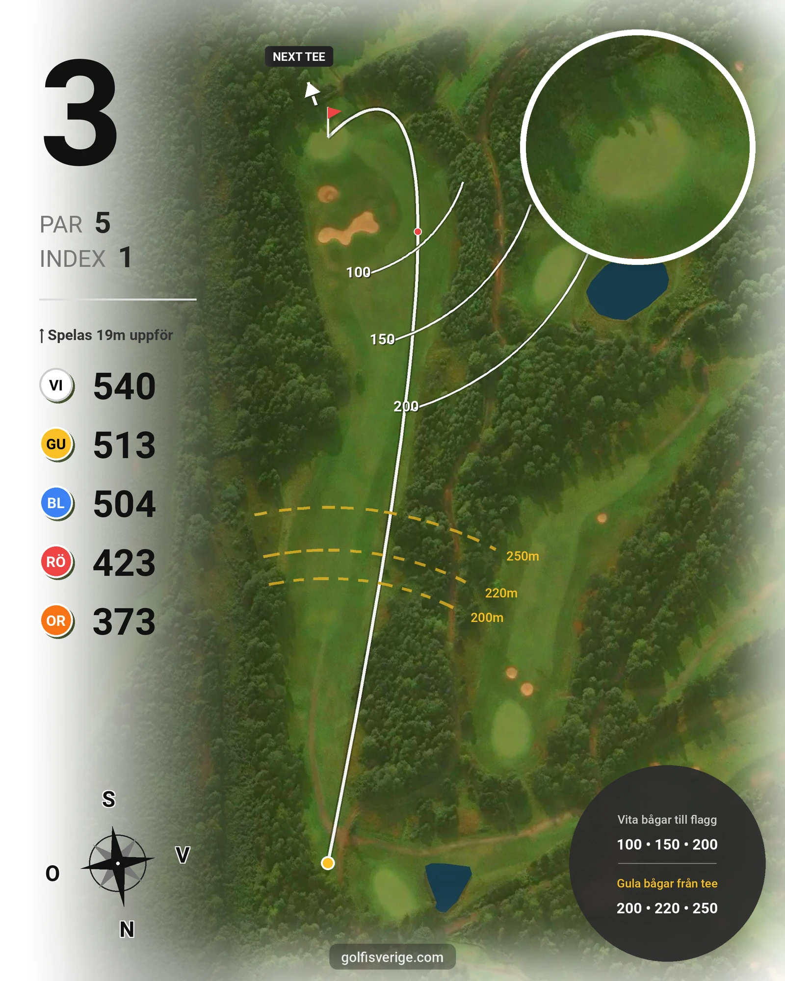 Banguide A6GK 9-hålsbana på A6 Golfklubb - Hål 3 karta
