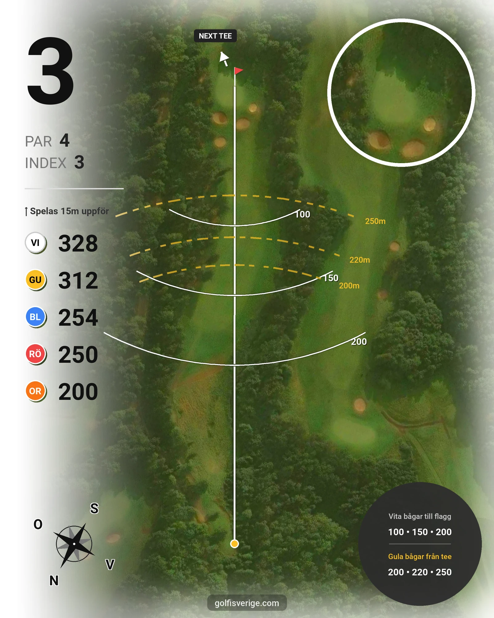 Banguide A6GK 18-hålsslingkombination på A6 Golfklubb - Hål 3 karta
