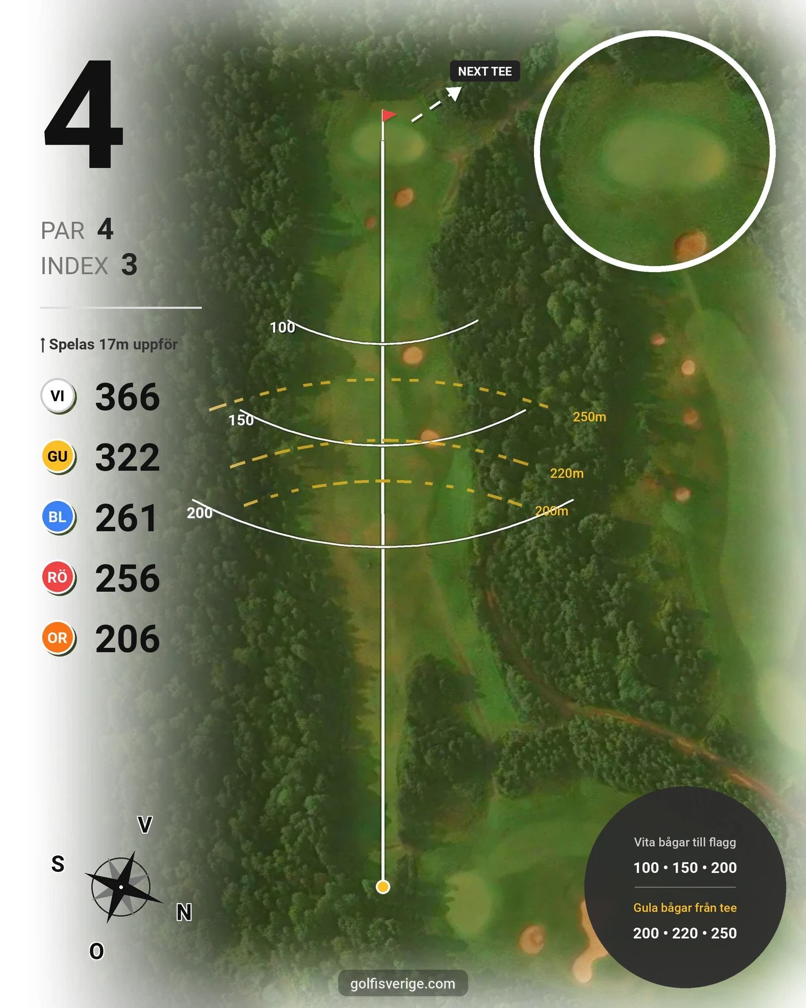 Banguide A6GK 18-hålsslingkombination på A6 Golfklubb - Hål 4 karta