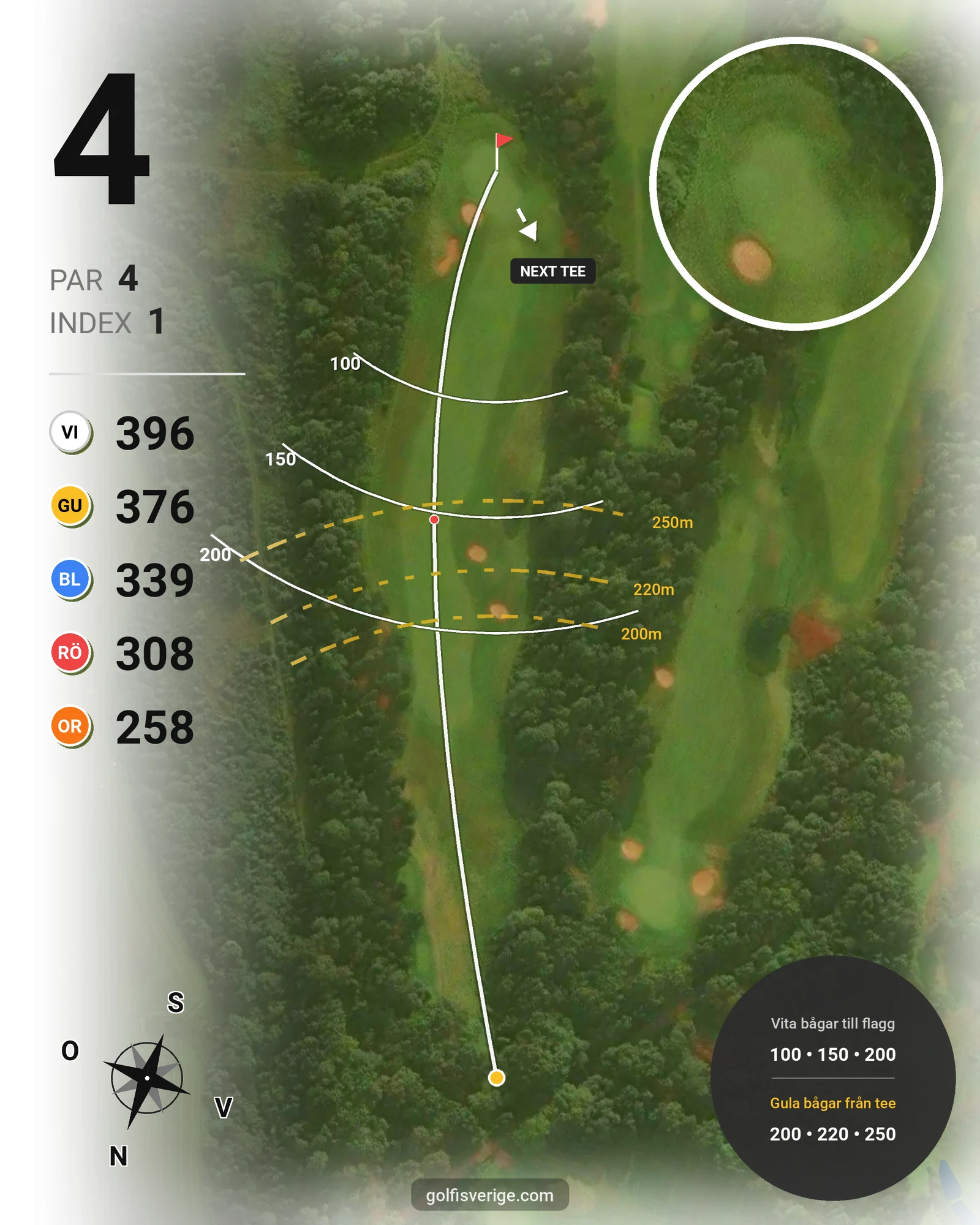 Banguide A6GK 9-hålsbana på A6 Golfklubb - Hål 4 karta