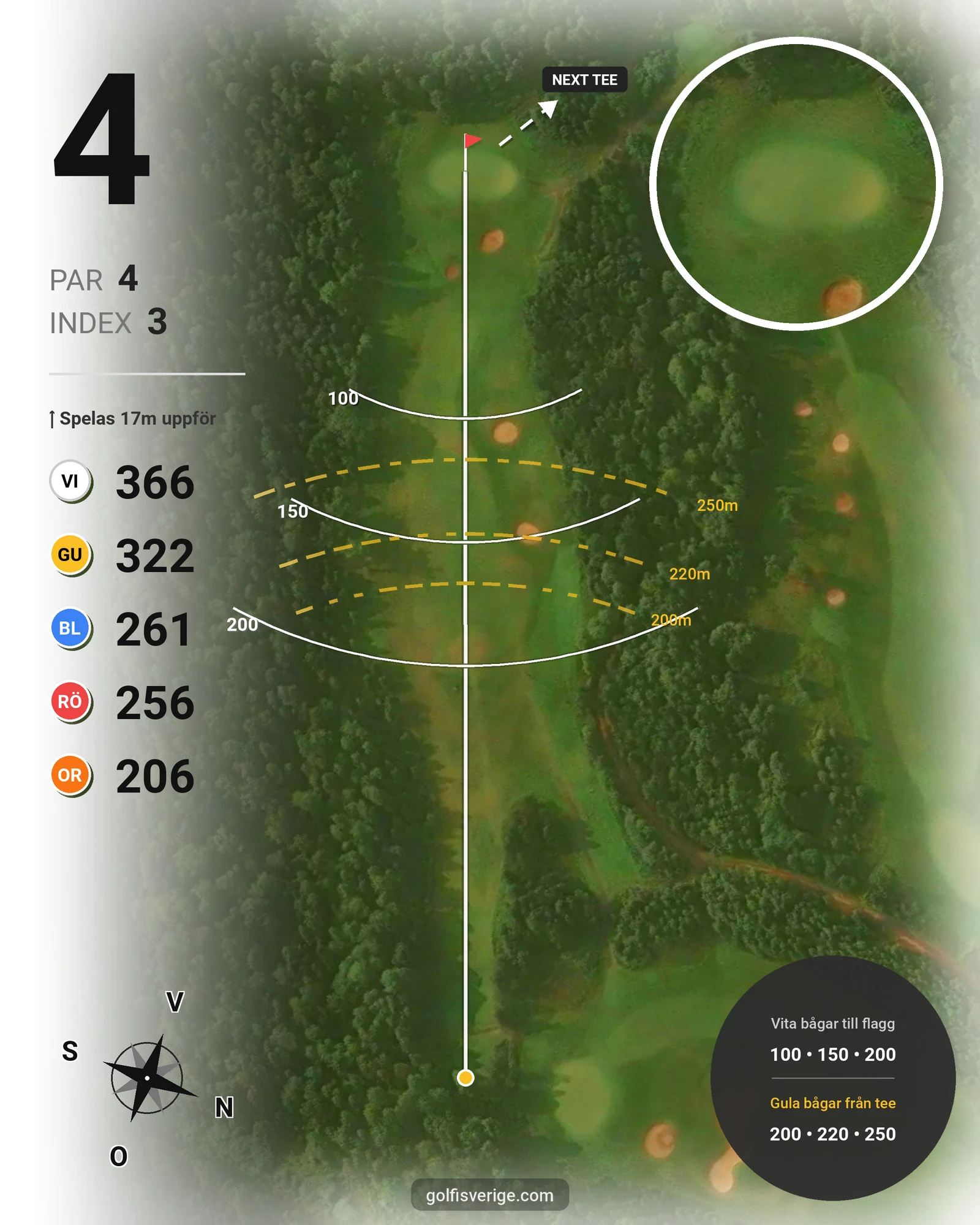 Banguide A6GK 9-hålsbana på A6 Golfklubb - Hål 4 karta