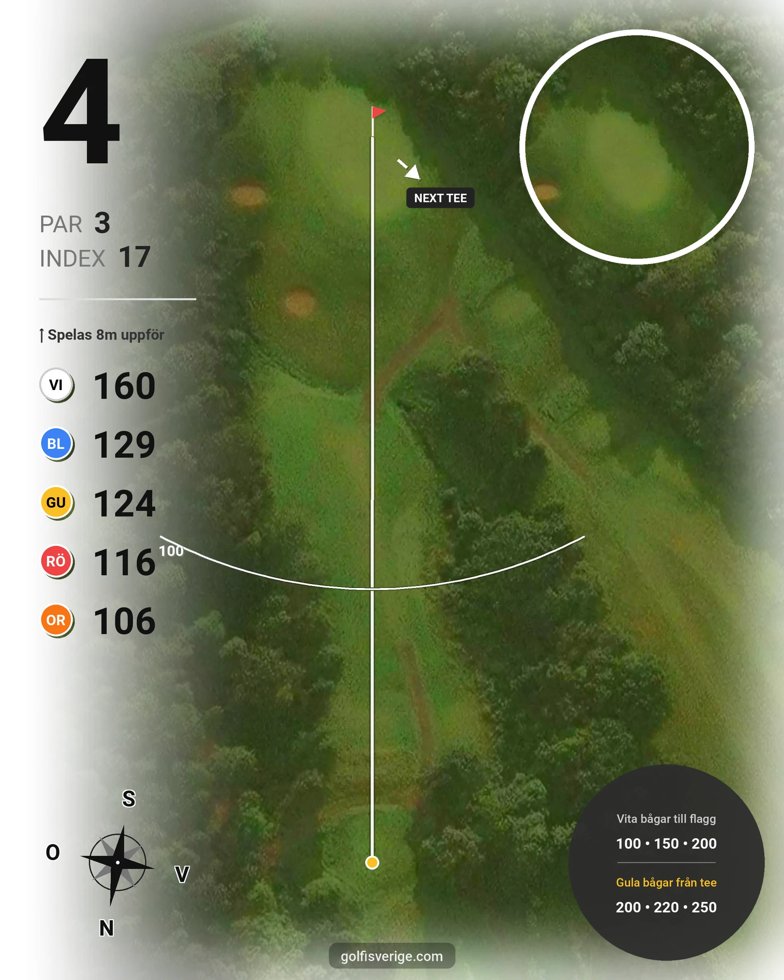 Banguide A6GK 18-hålsslingkombination på A6 Golfklubb - Hål 4 karta