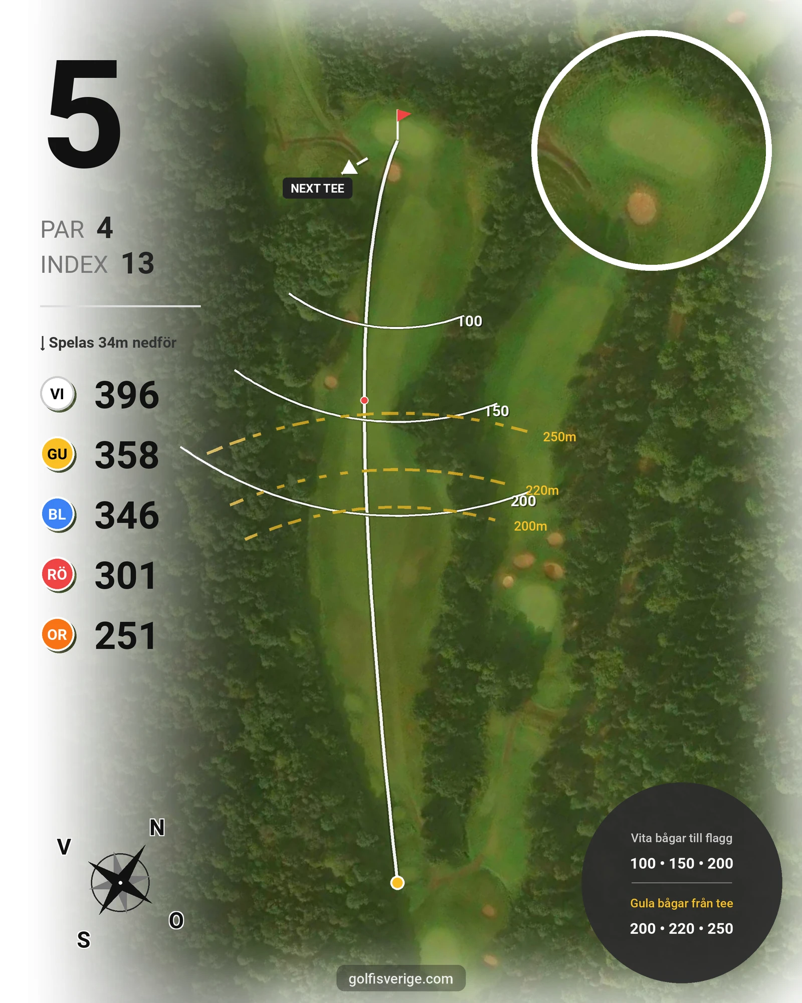 Banguide A6GK 9-hålsbana på A6 Golfklubb - Hål 5 karta