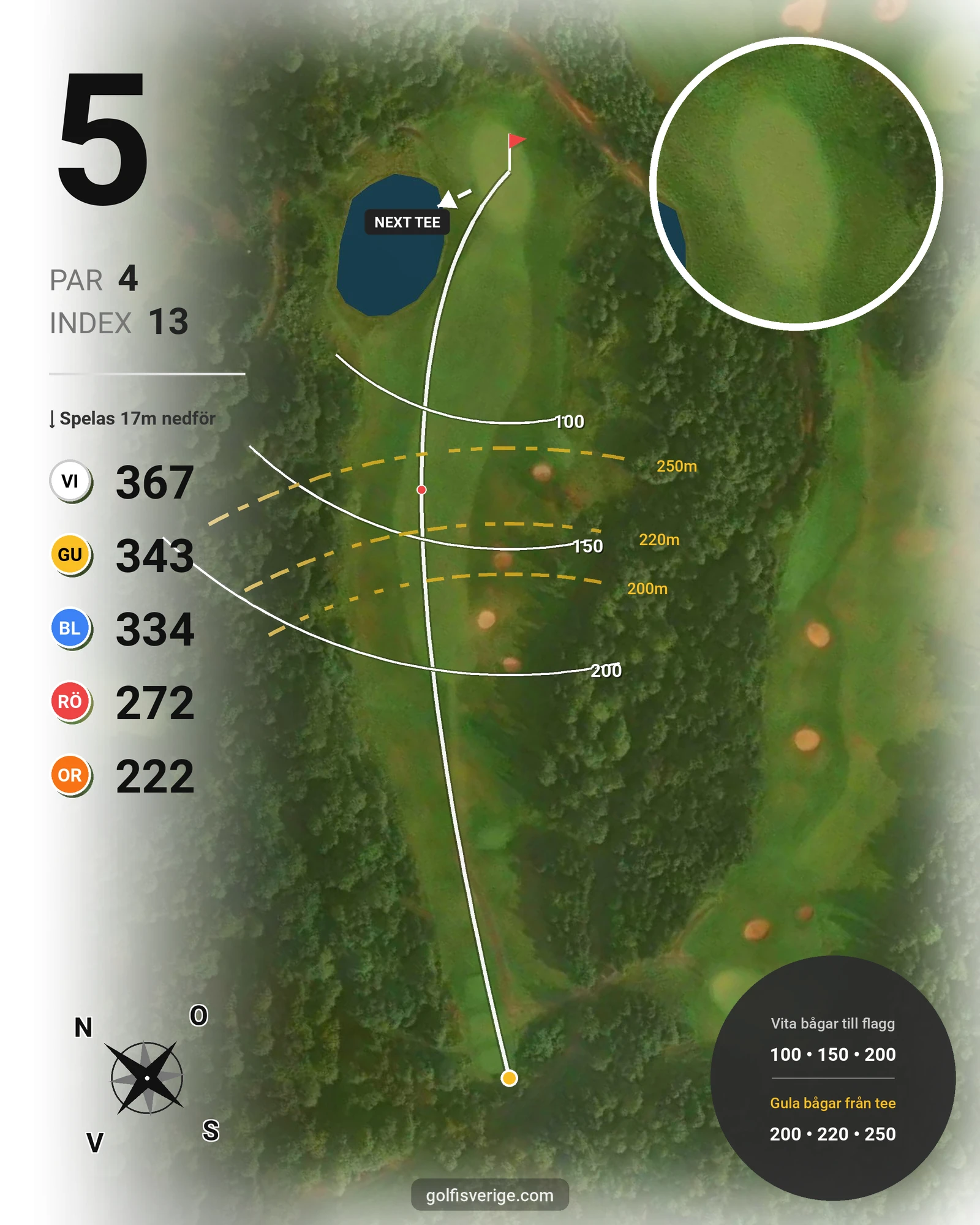 Banguide A6GK 18-hålsslingkombination på A6 Golfklubb - Hål 5 karta