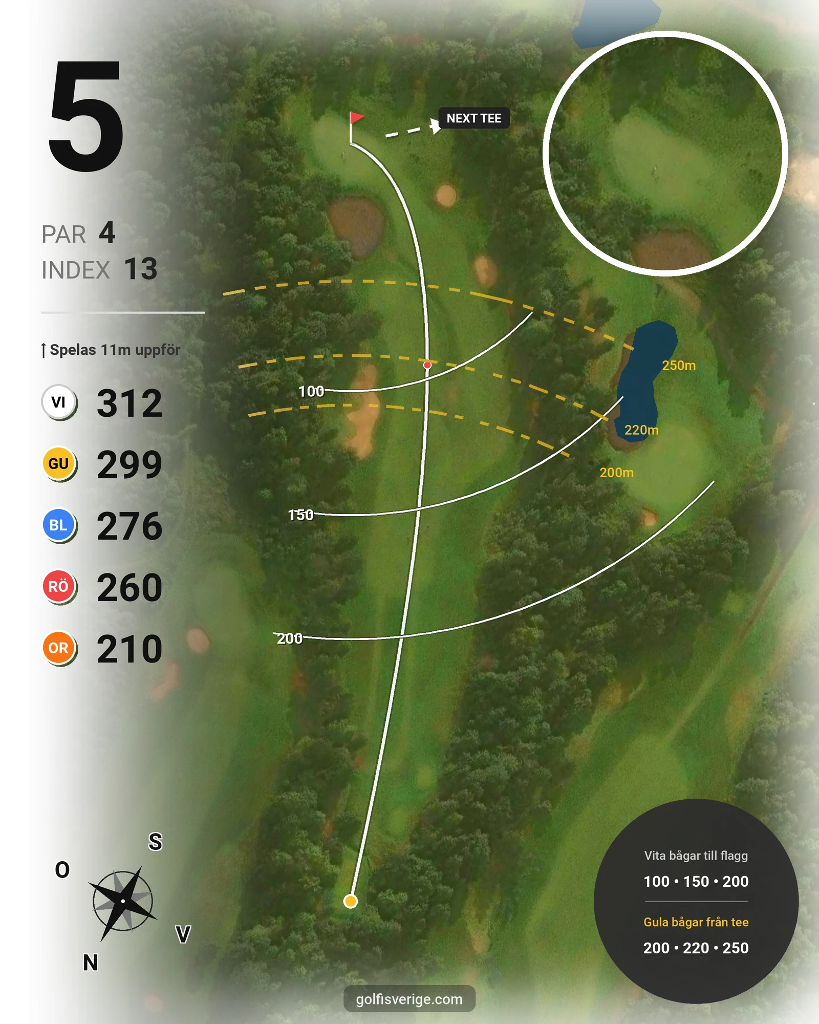 Banguide A6GK 9-hålsbana på A6 Golfklubb - Hål 5 karta