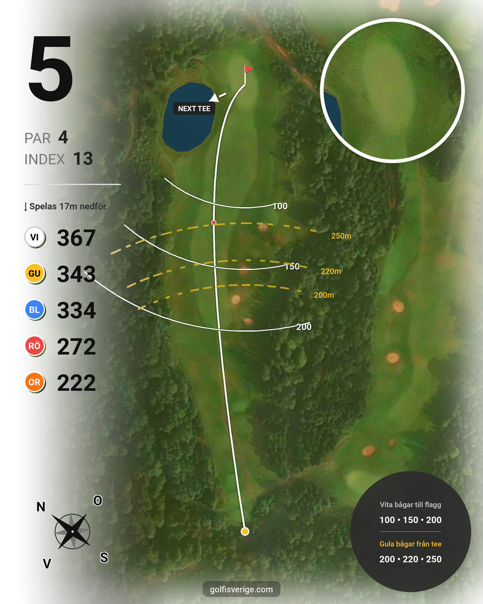 Banguide A6GK 9-hålsbana på A6 Golfklubb - Hål 5 karta