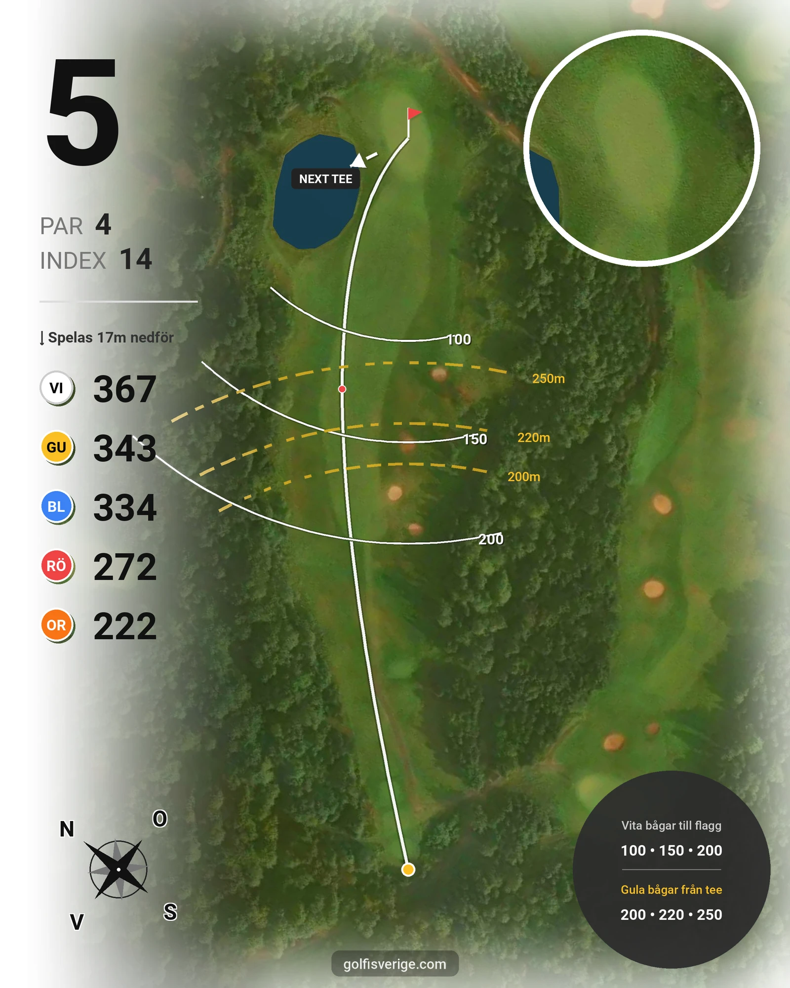 Banguide A6GK 18-hålsslingkombination på A6 Golfklubb - Hål 5 karta