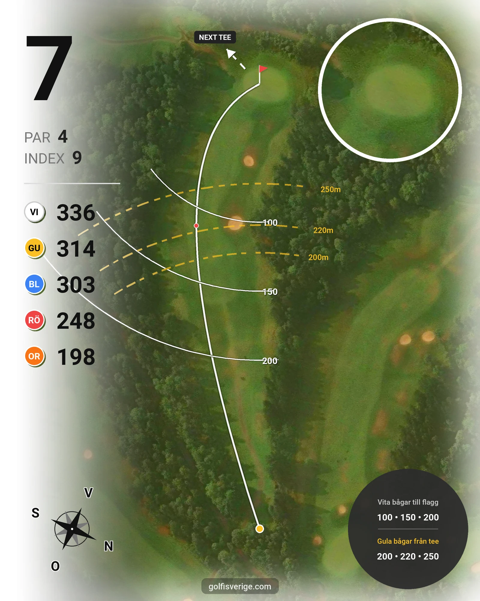 Banguide A6GK 18-hålsslingkombination på A6 Golfklubb - Hål 7 karta