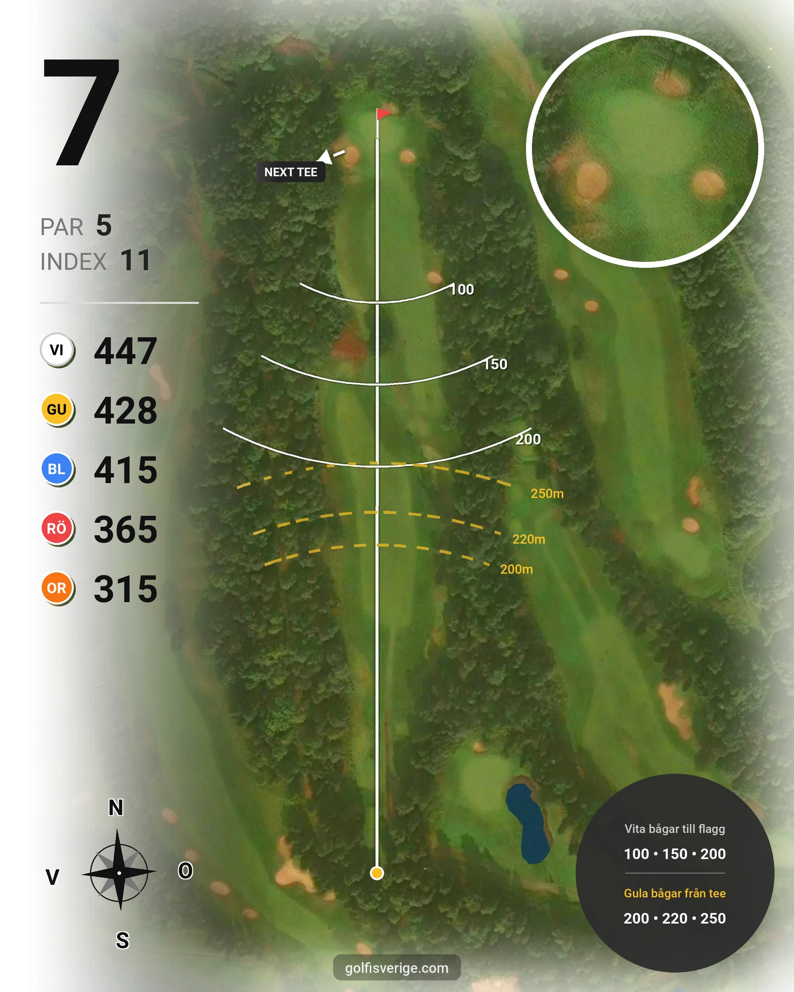 Banguide A6GK 9-hålsbana på A6 Golfklubb - Hål 7 karta