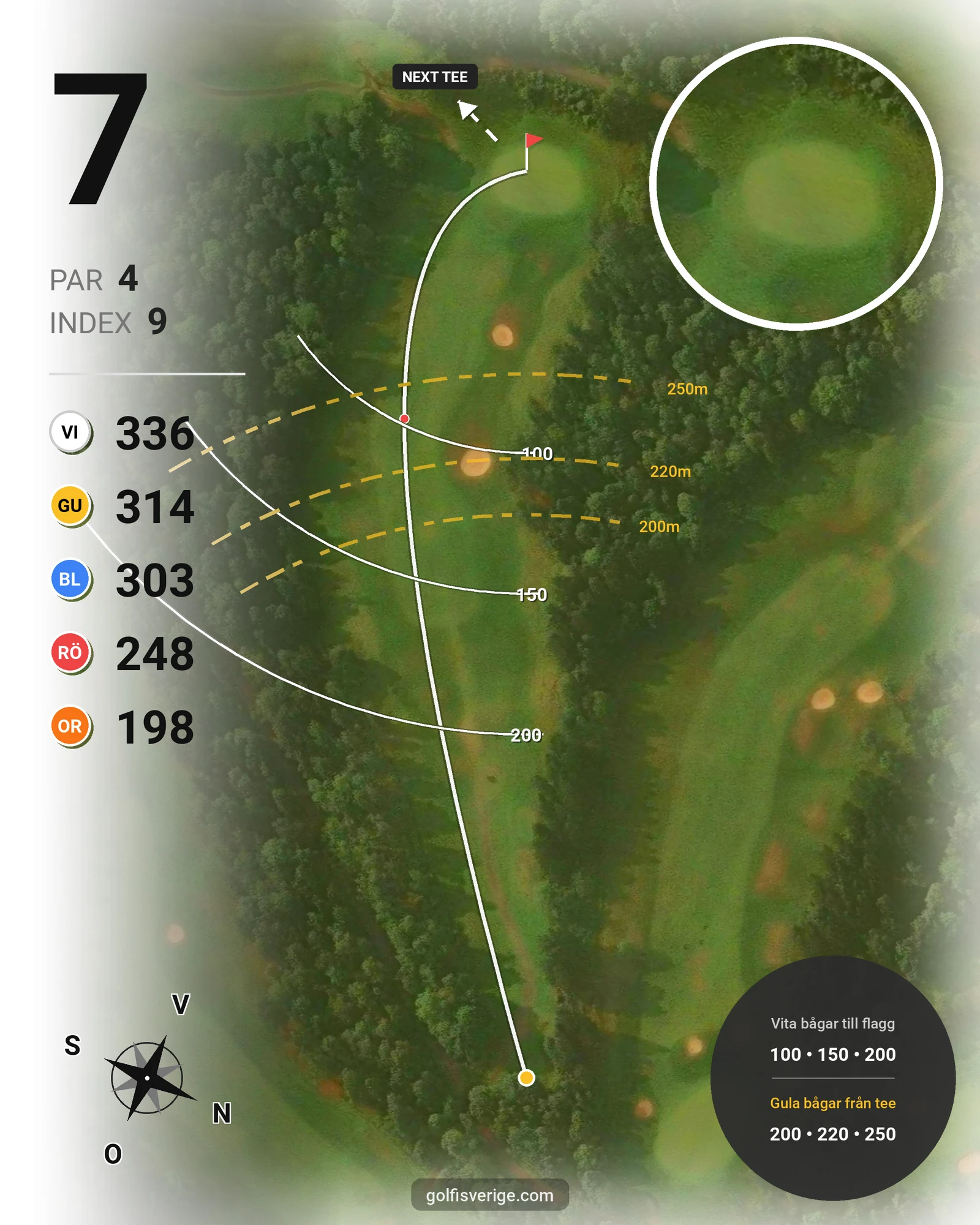 Banguide A6GK 9-hålsbana på A6 Golfklubb - Hål 7 karta