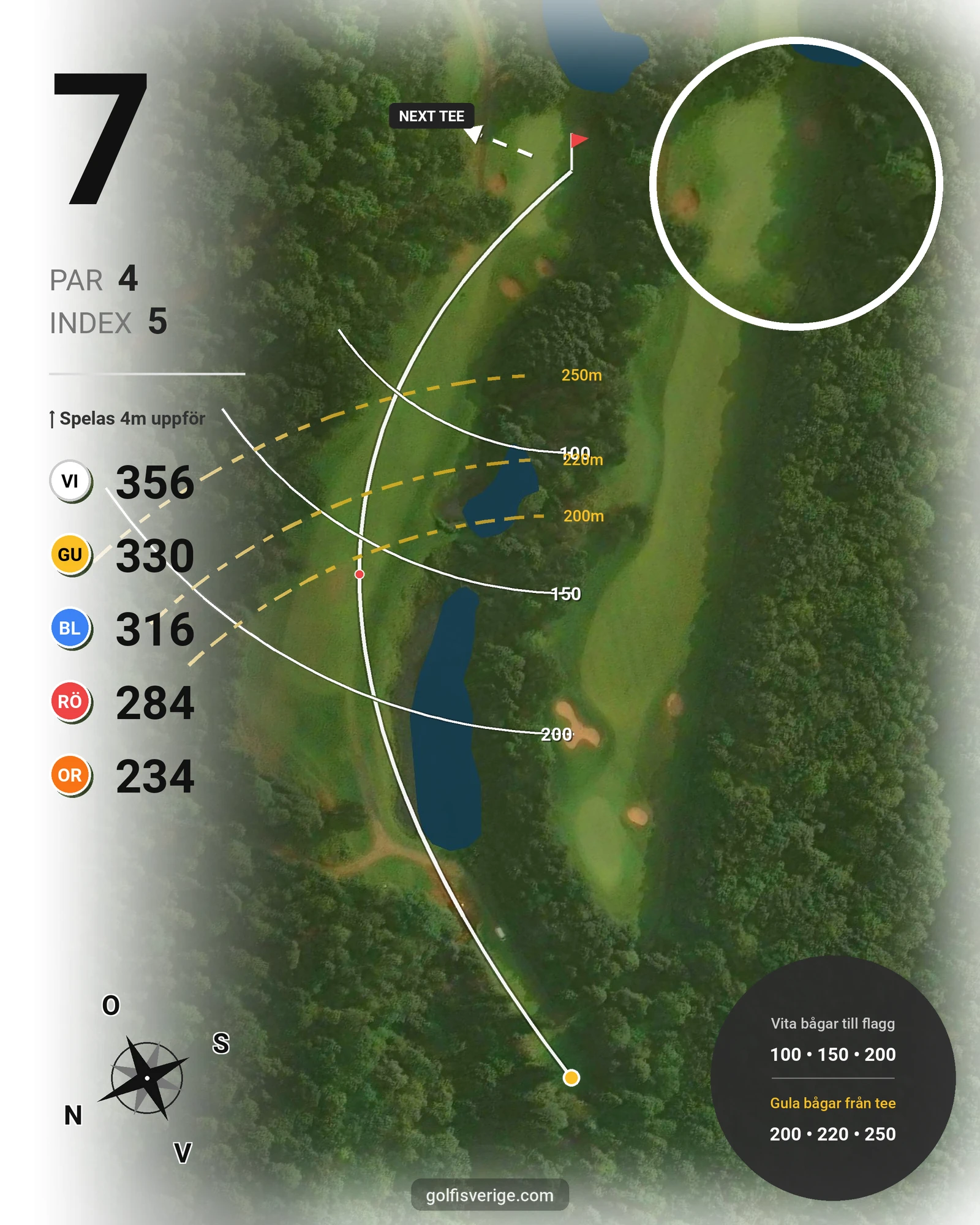 Banguide A6GK 18-hålsslingkombination på A6 Golfklubb - Hål 7 karta