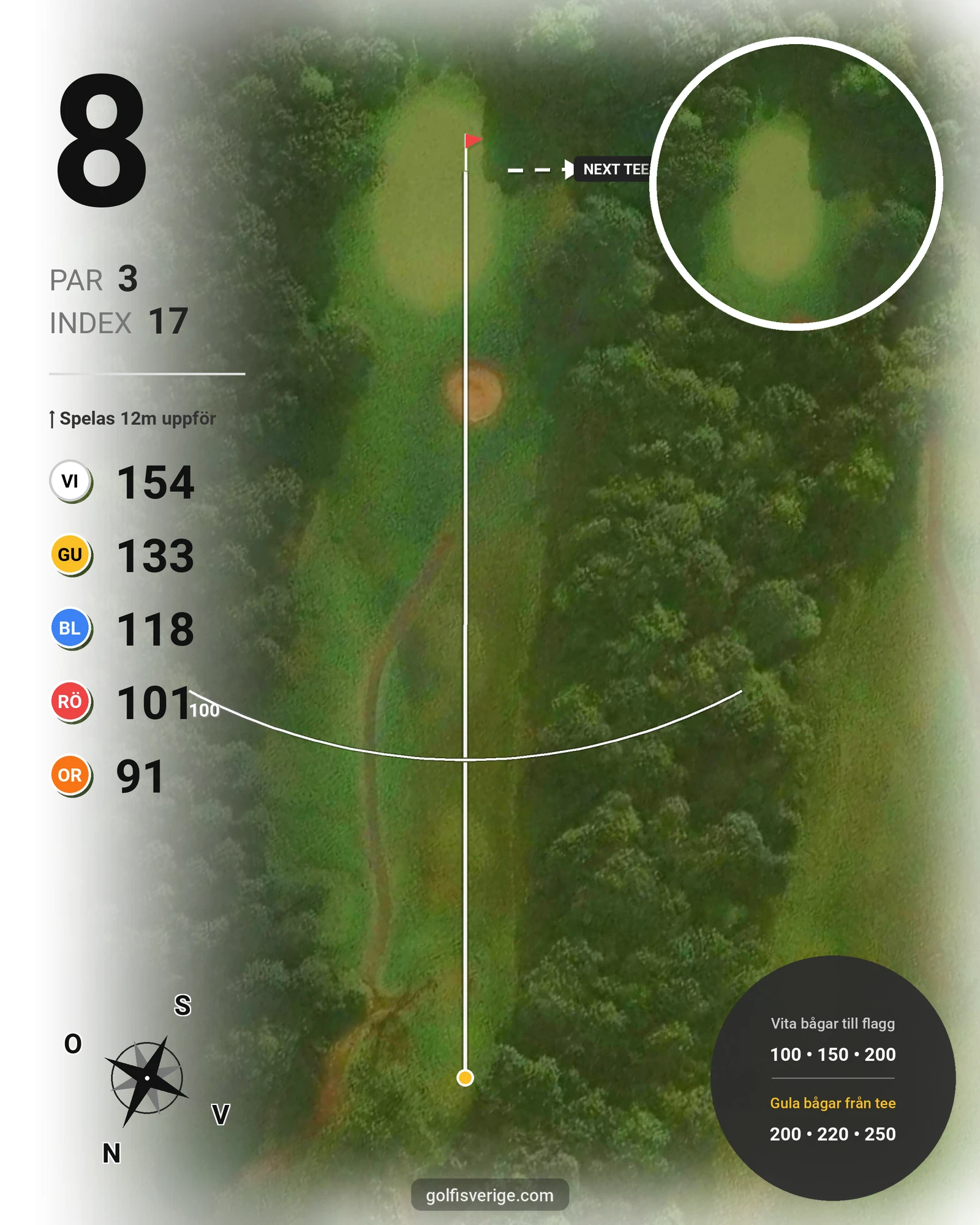 Banguide A6GK 9-hålsbana på A6 Golfklubb - Hål 8 karta