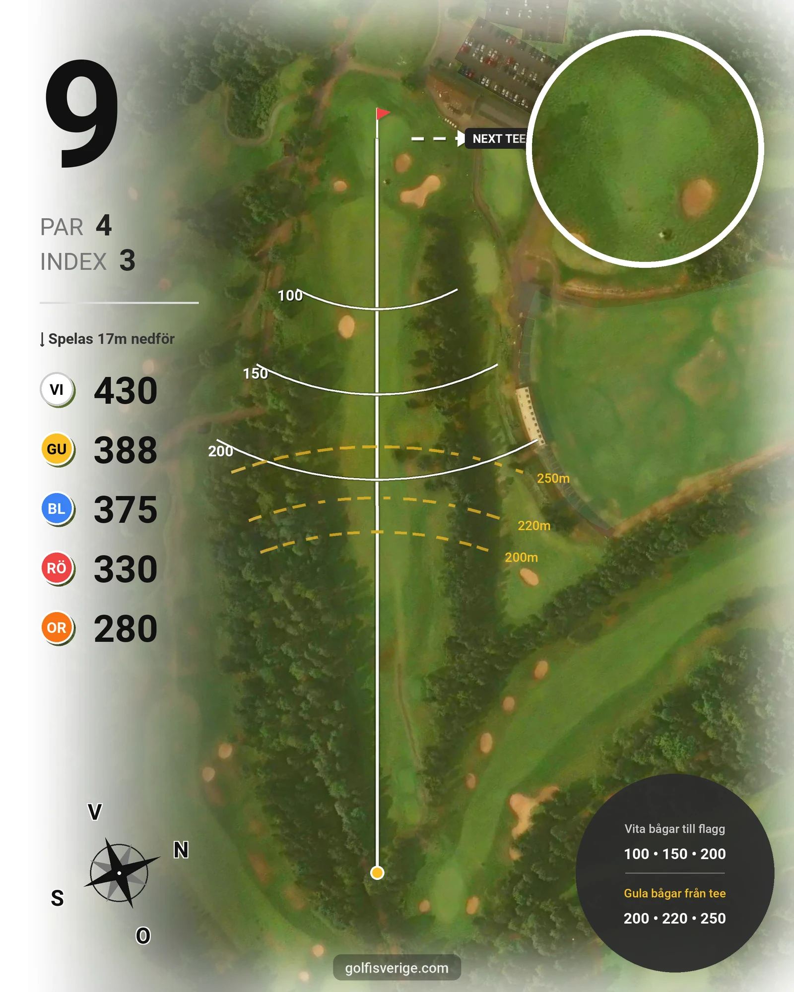 Banguide A6GK 9-hålsbana på A6 Golfklubb - Hål 9 karta