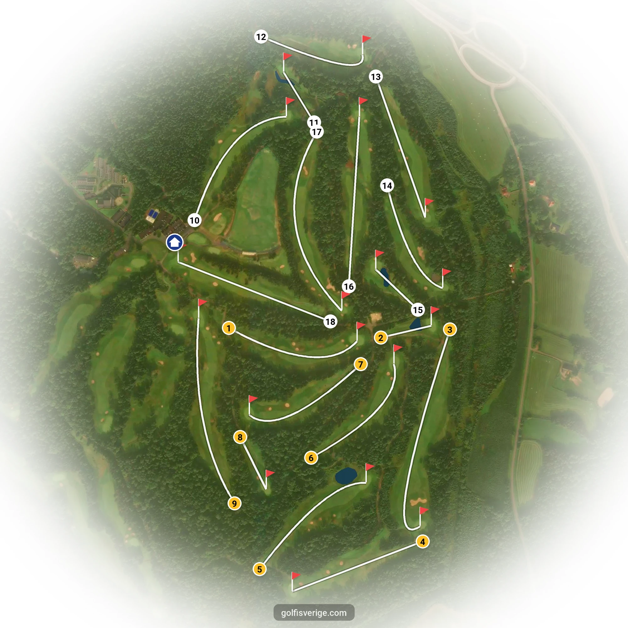 Banguide för A6GK 18-hålsslingkombination på A6 Golfklubb