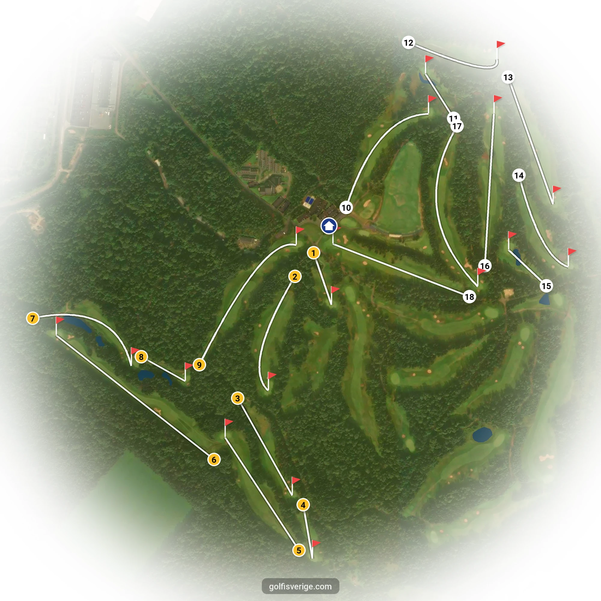 Guía del recorrido para la combinación de circuito de 18 hoyos A6GK en el Club de Golf A6.