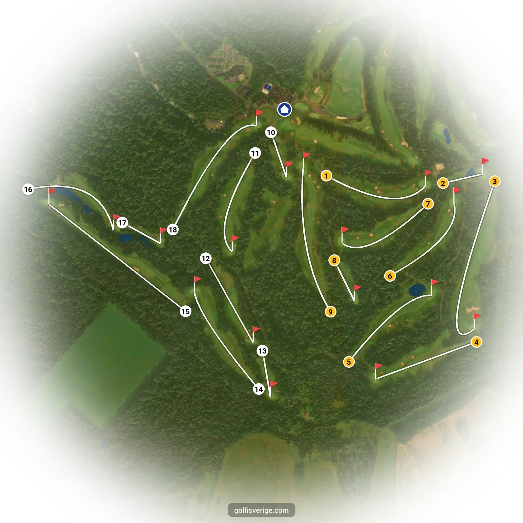 Banguide för A6GK 18-hålsslingkombination på A6 Golfklubb