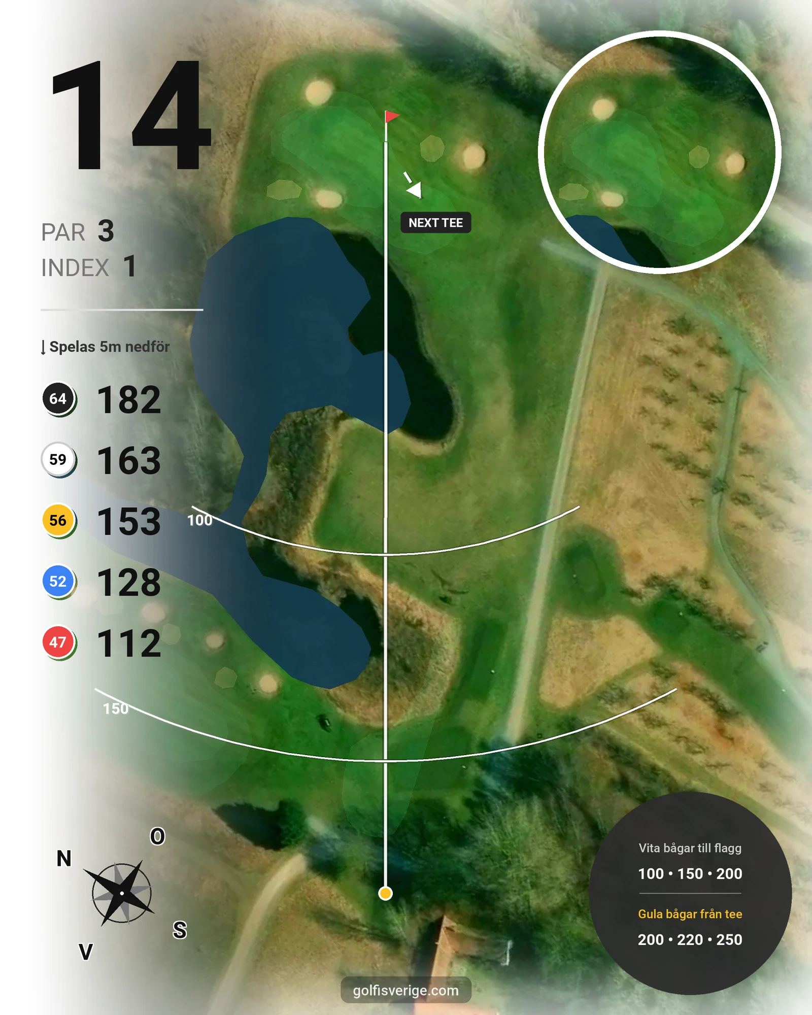 Banguide Abbekås Golfbana hål 14 karta